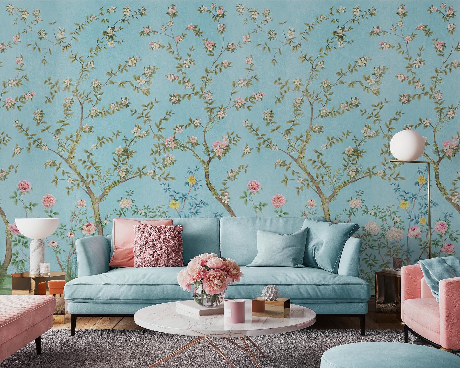 Soothing Forest and Flowers Wallpaper Mural