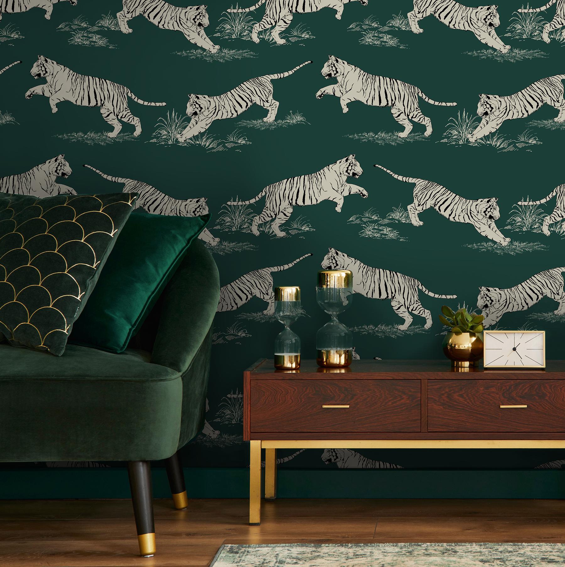 Wild Tiger Pattern Wallpaper Mural