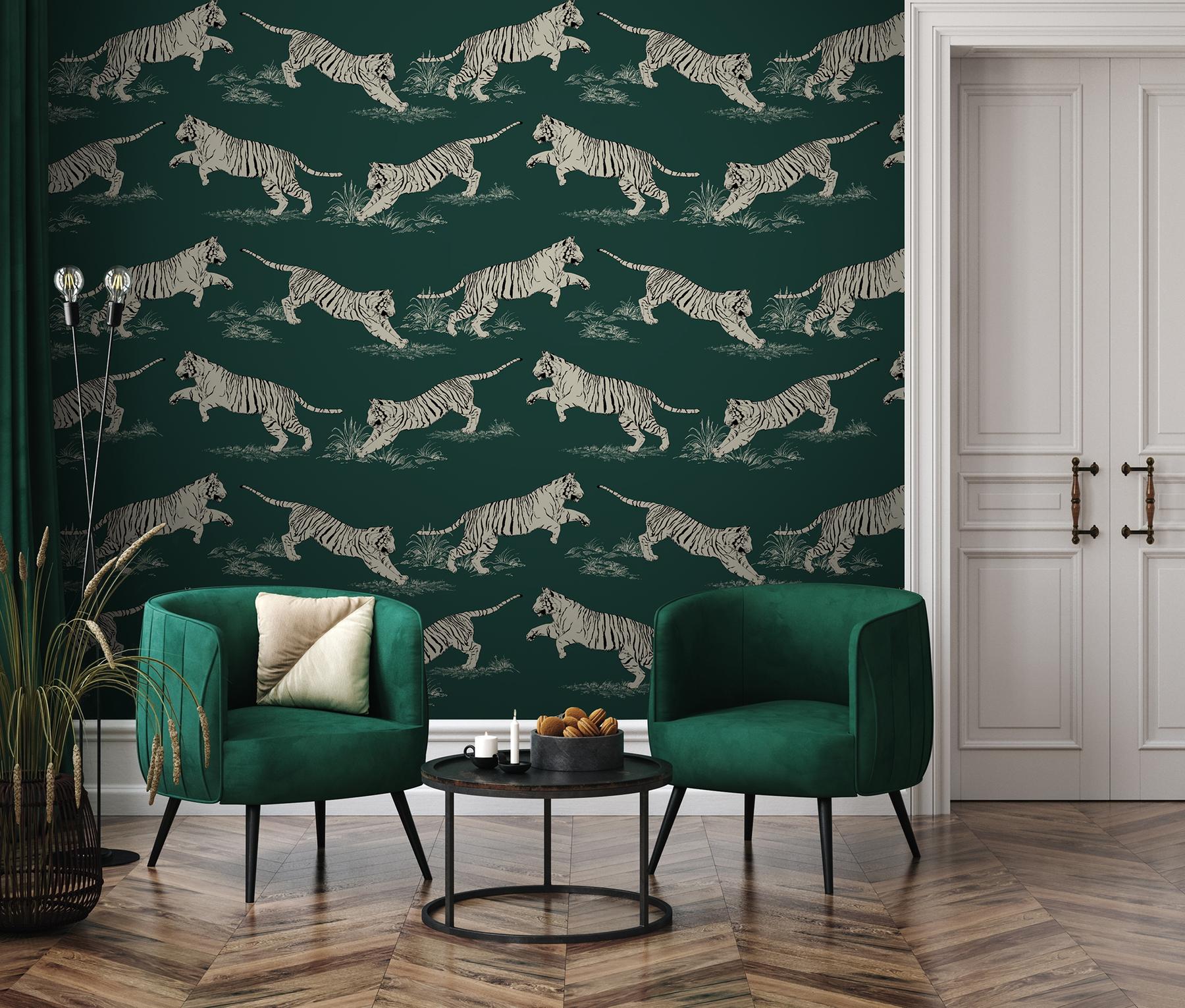 Wild Tiger Pattern Wallpaper Mural
