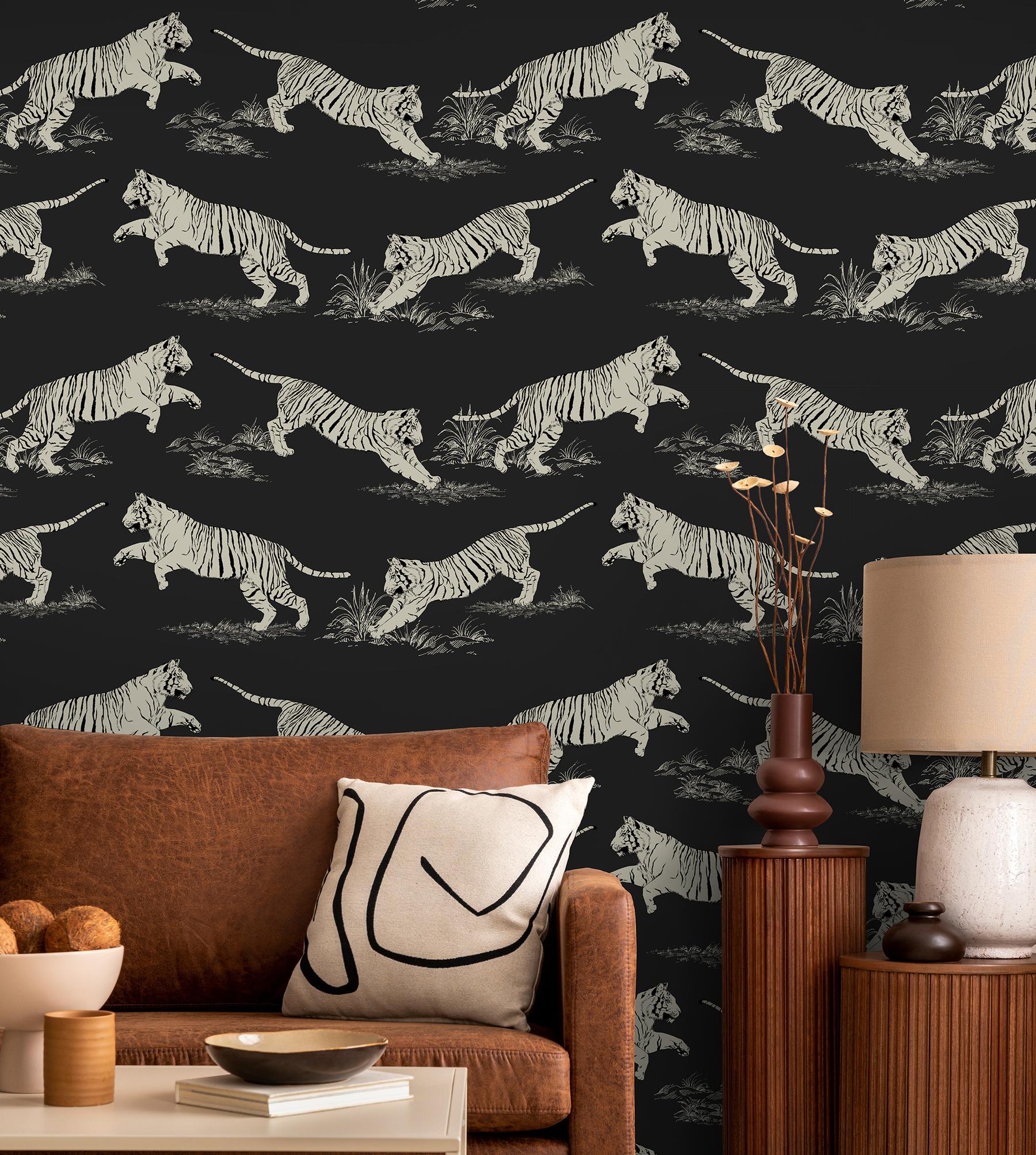 Wild Tiger Pattern Wallpaper Mural
