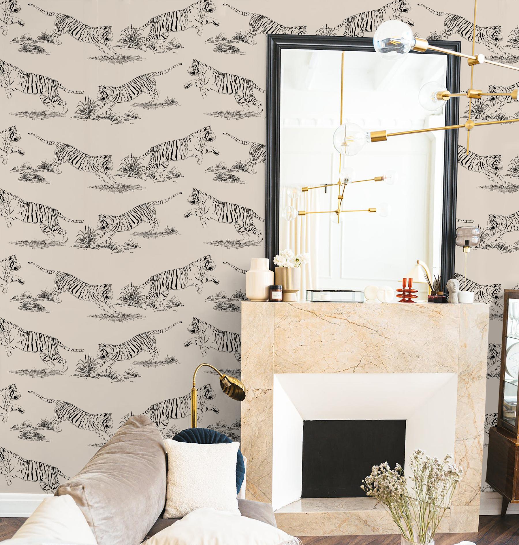 Wild Tiger Pattern Wallpaper Mural