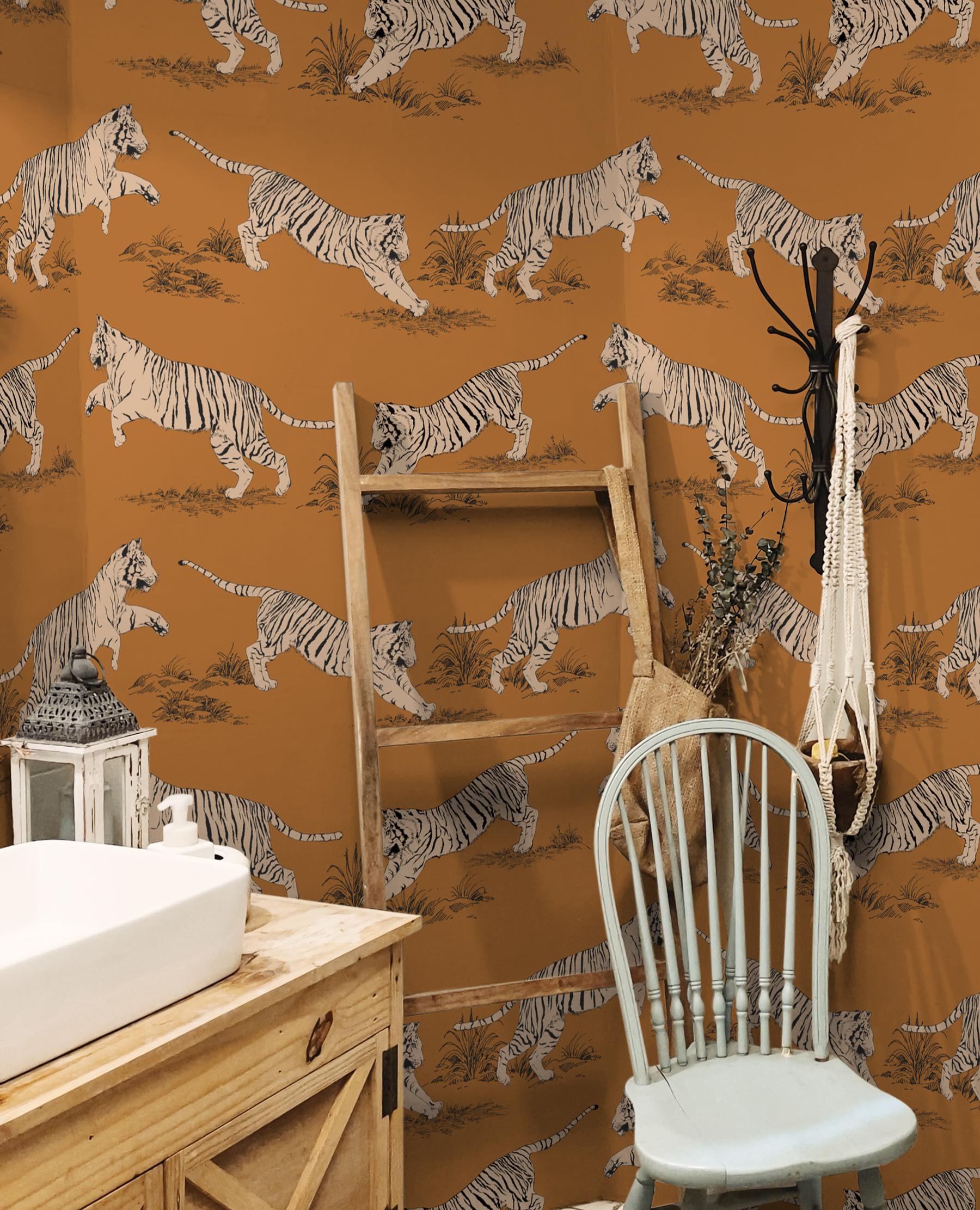 Wild Tiger Pattern Wallpaper Mural