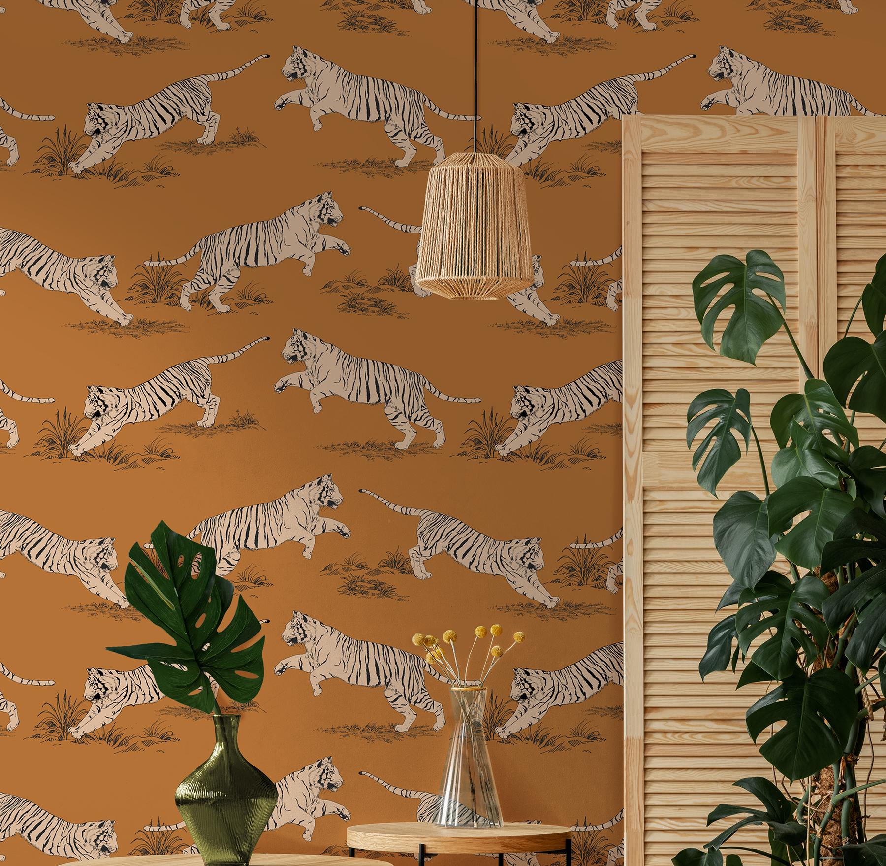 Wild Tiger Pattern Wallpaper Mural