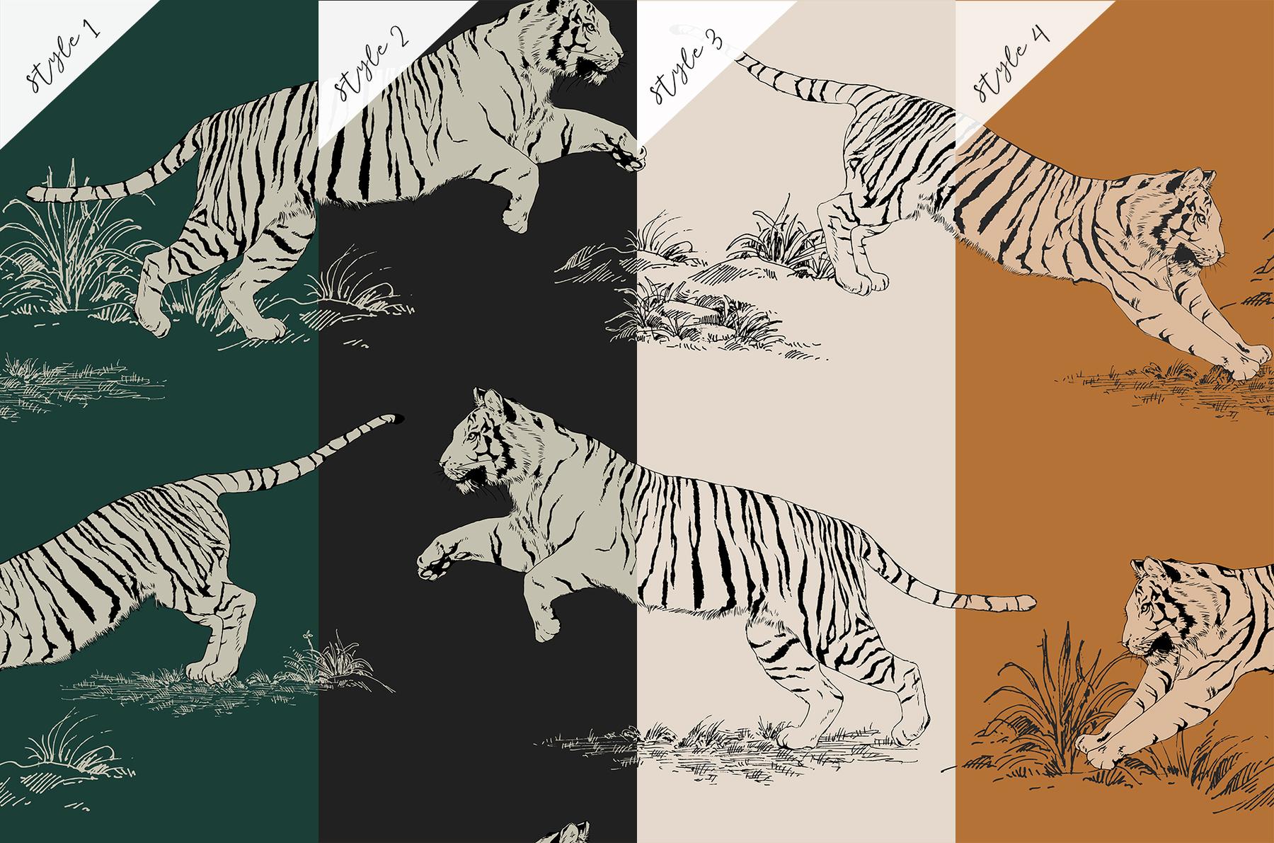 Wild Tiger Pattern Wallpaper Mural