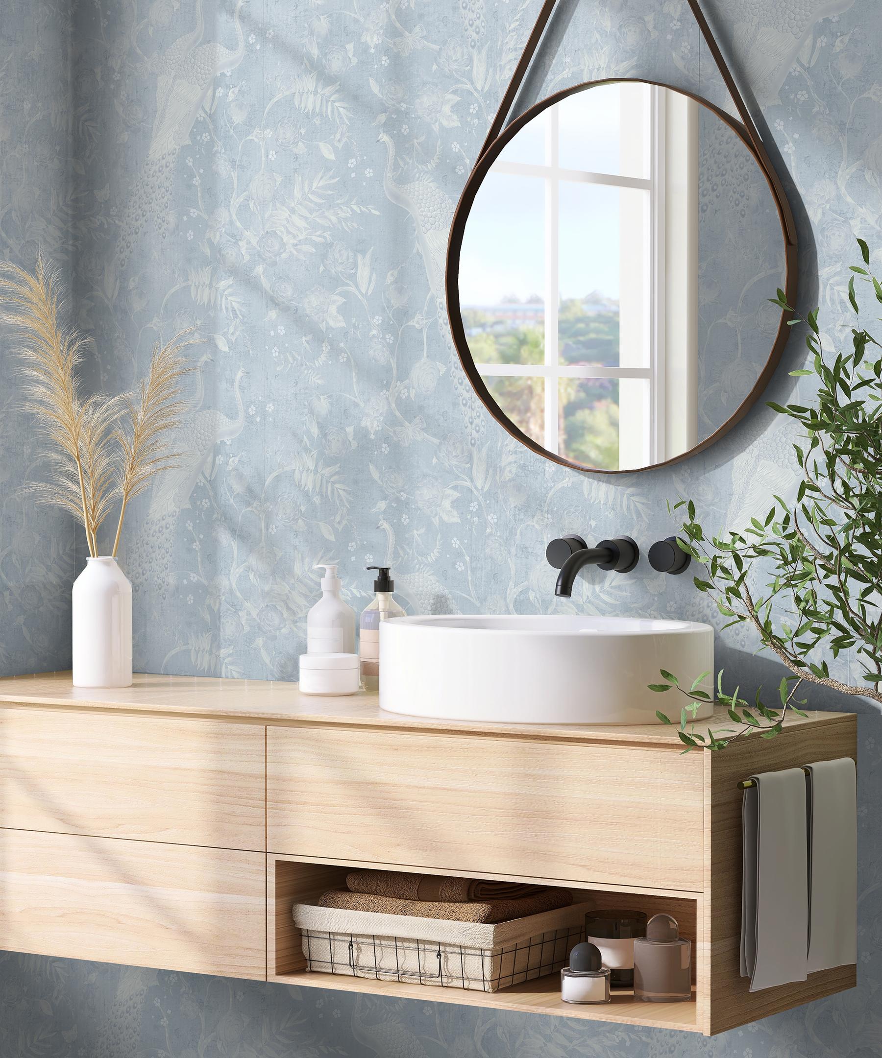 Soft Floral Elegance Peacock Wallpaper Mural