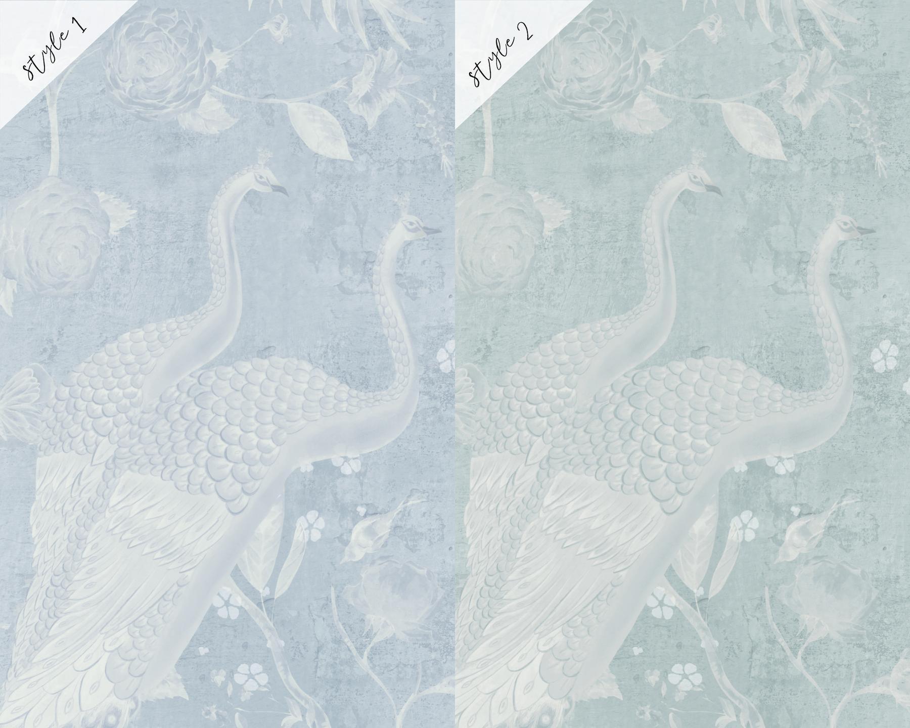 Soft Floral Elegance Peacock Wallpaper Mural