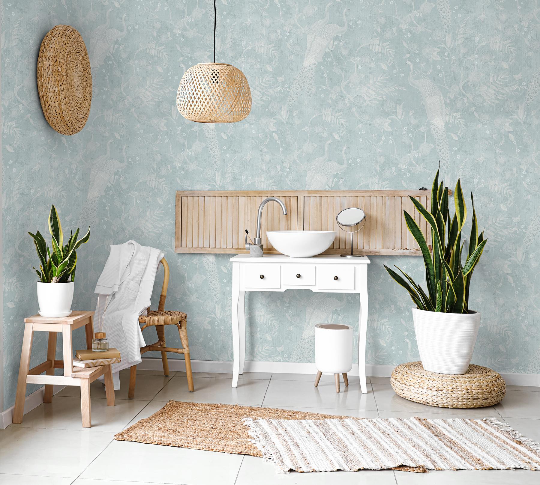 Soft Floral Elegance Peacock Wallpaper Mural