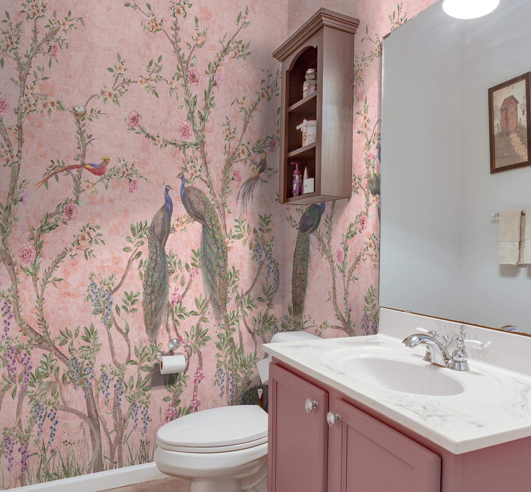 Floral Elegance Peacock Rose Garden Wallpaper Mural