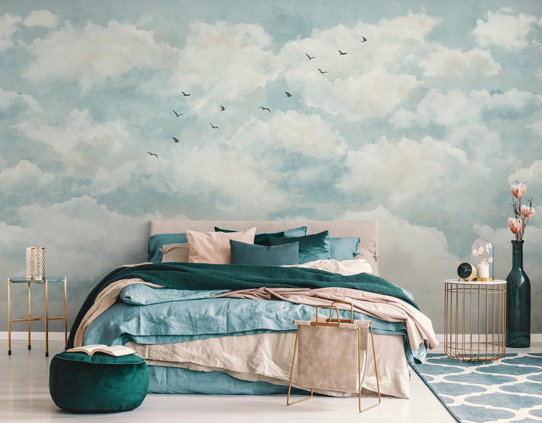 Soothing Skies Bird Flight Panoramic Wallpaper