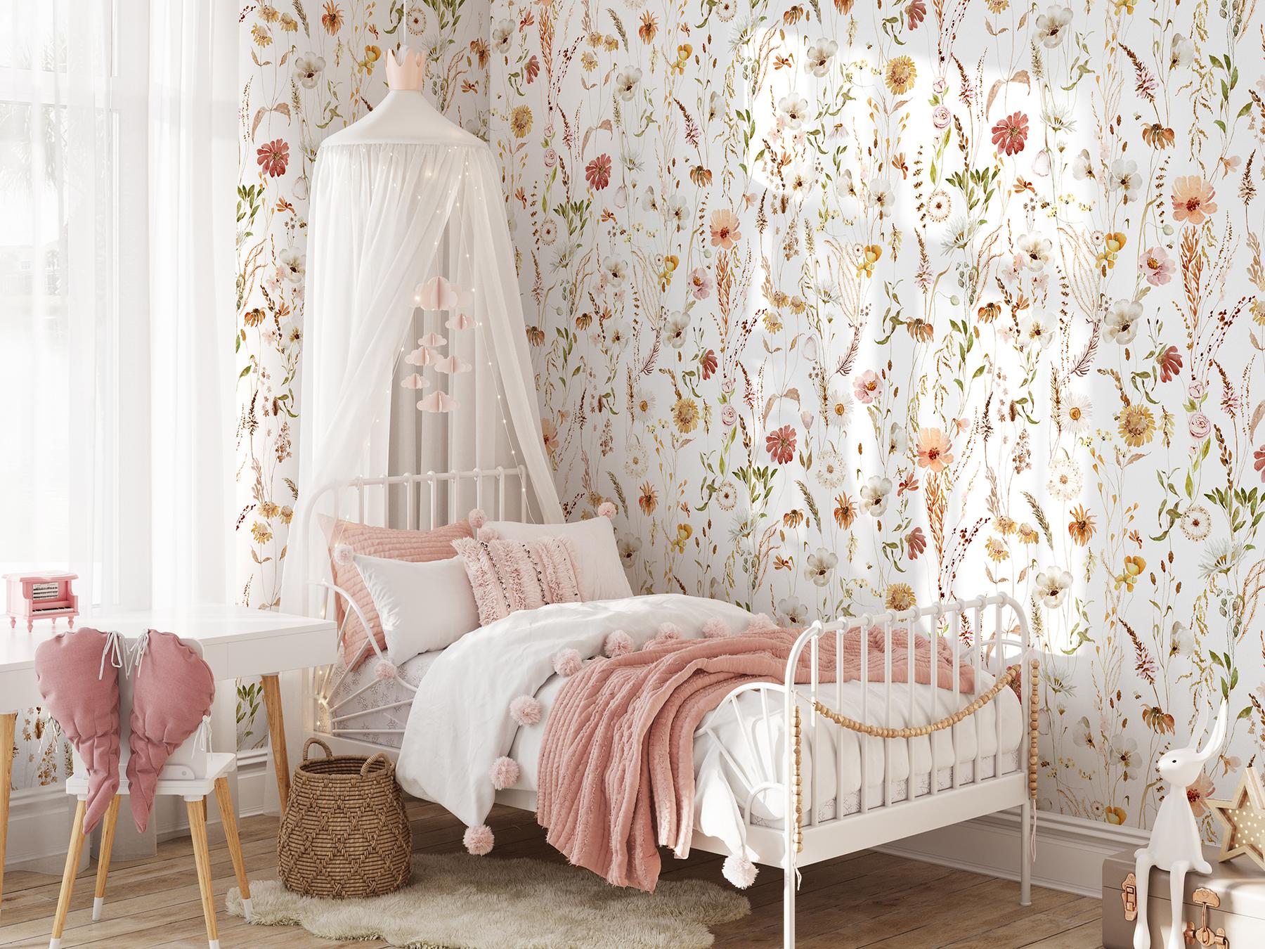 Delicate Wild Bloom Garden Wallpaper Mural