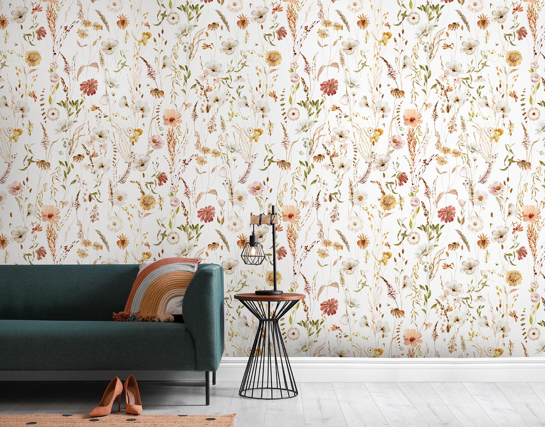 Delicate Wild Bloom Garden Wallpaper Mural