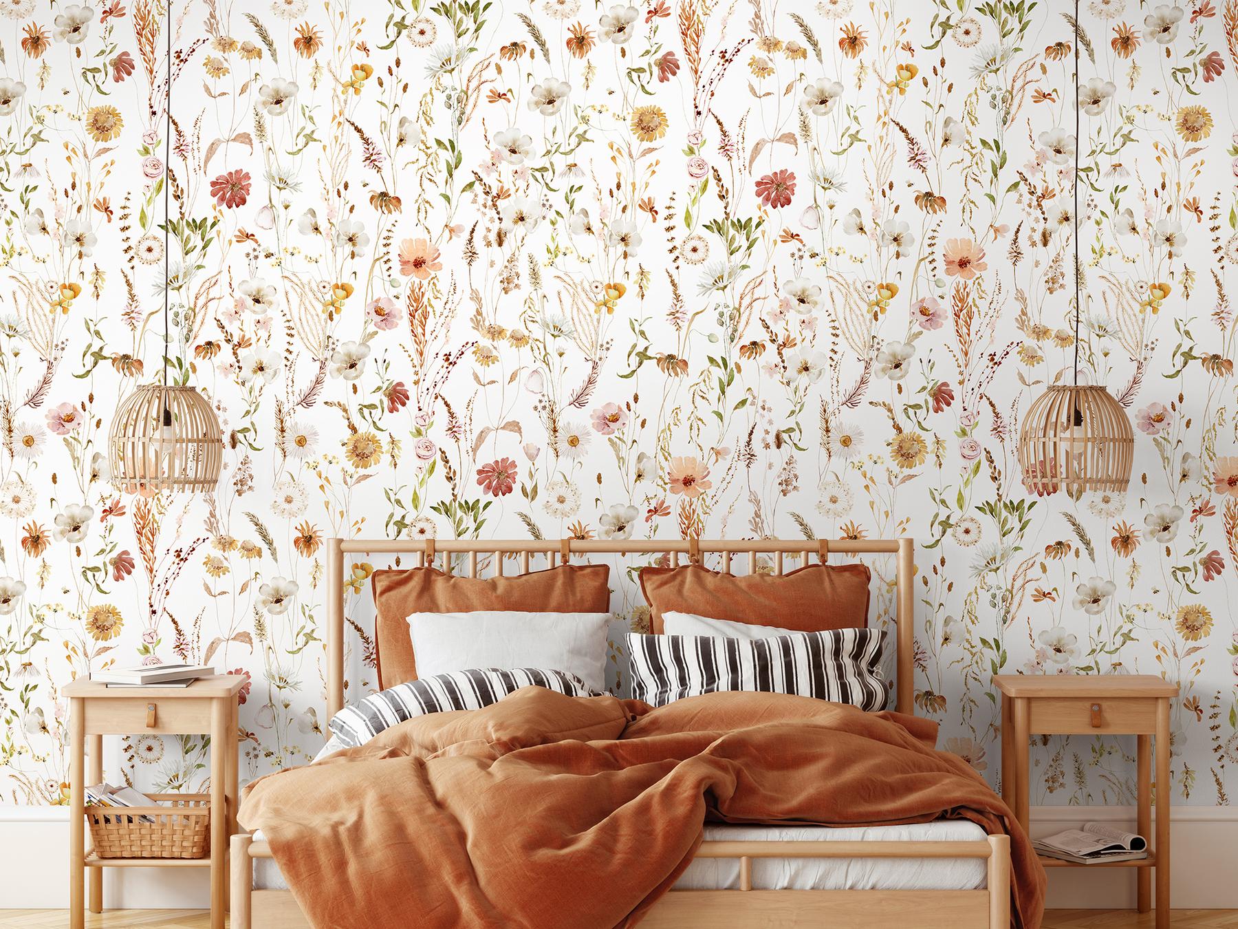 Delicate Wild Bloom Garden Wallpaper Mural