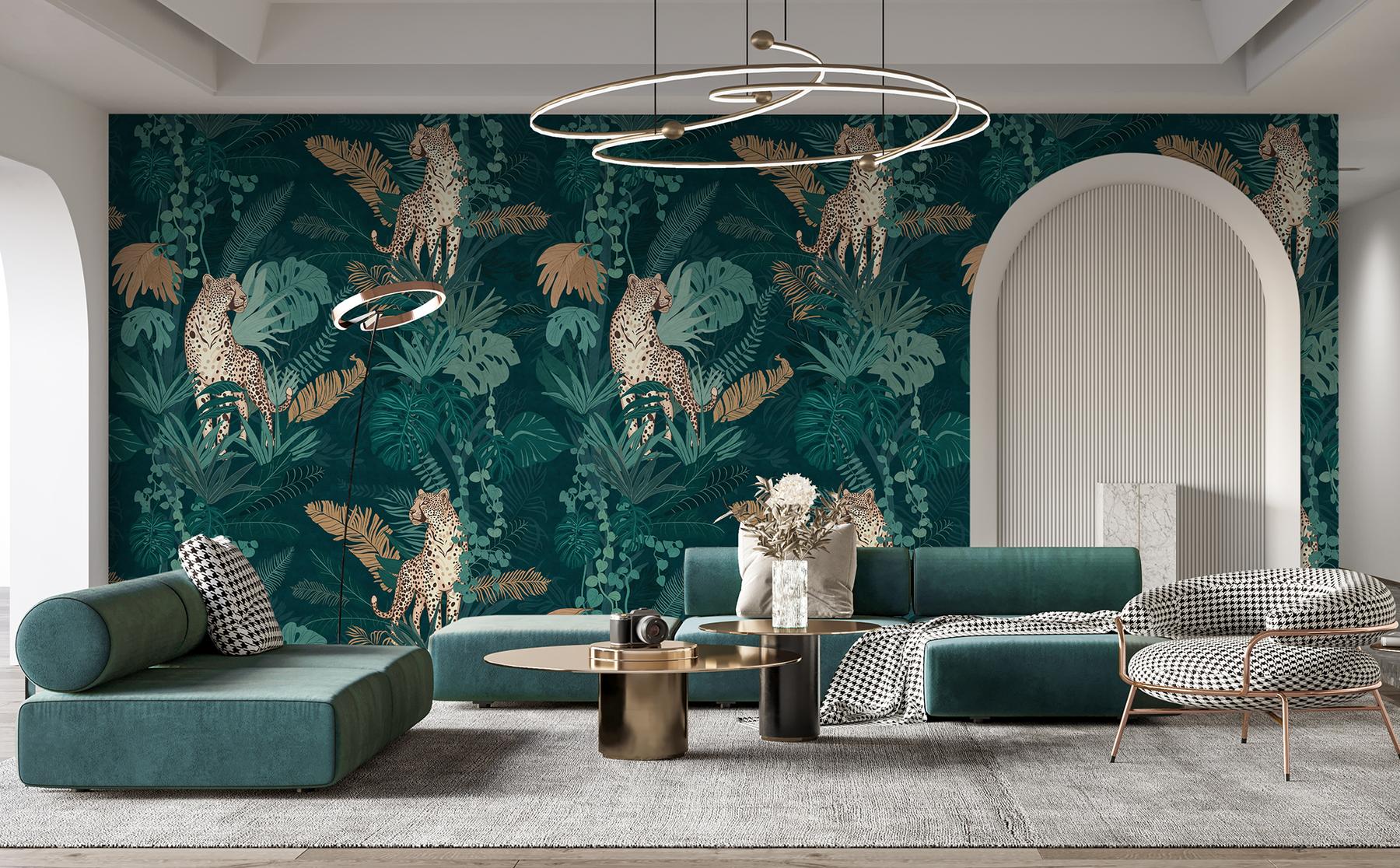 Elegant Jungle Leopard Pattern Wallpaper Mural