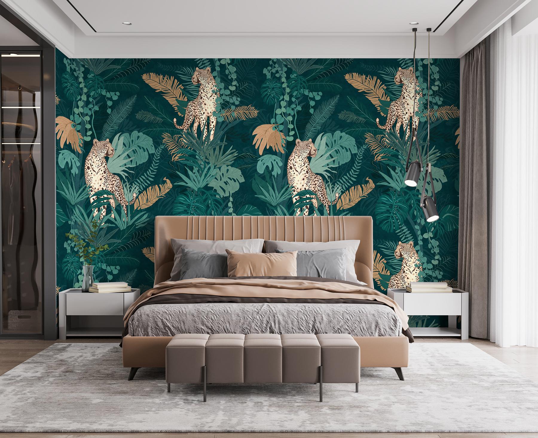 Elegant Jungle Leopard Pattern Wallpaper Mural