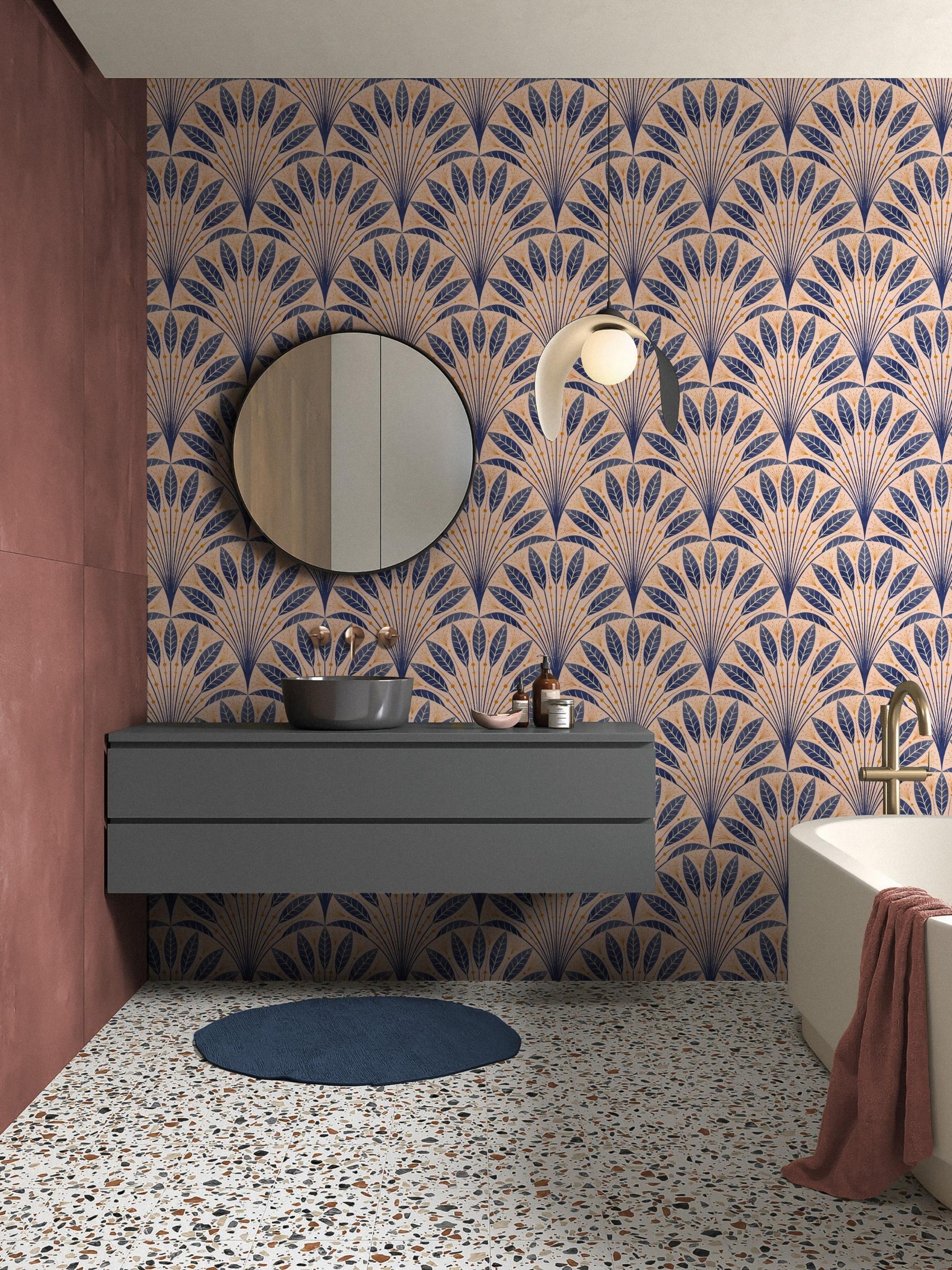 Elegant Fan Leaf Pattern Wallpaper Mural