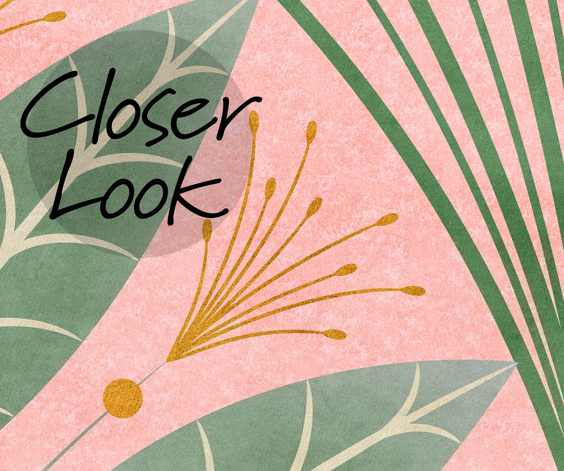 Elegant Fan Leaf Pattern Wallpaper Mural