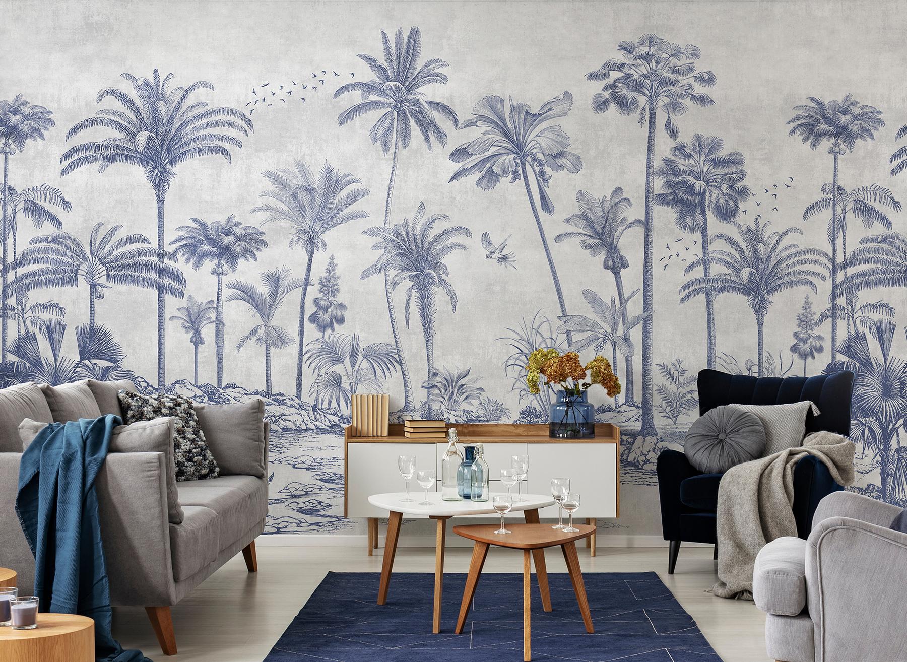 Vintage Sepia Palms Botanical Wallpaper Mural