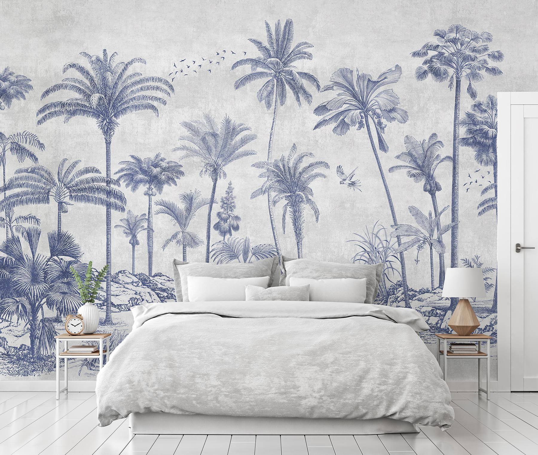 Vintage Sepia Palms Botanical Wallpaper Mural