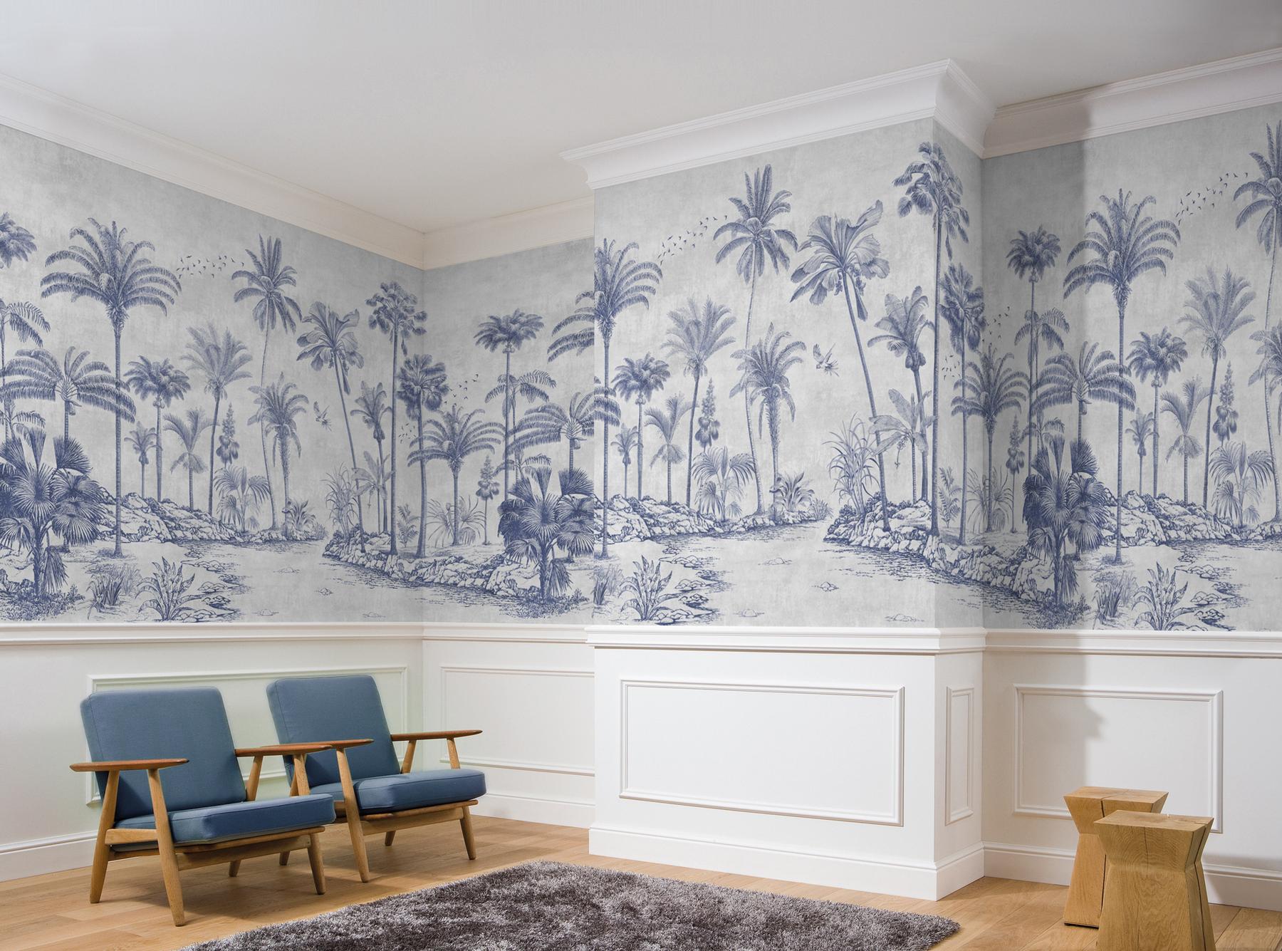 Vintage Sepia Palms Botanical Wallpaper Mural