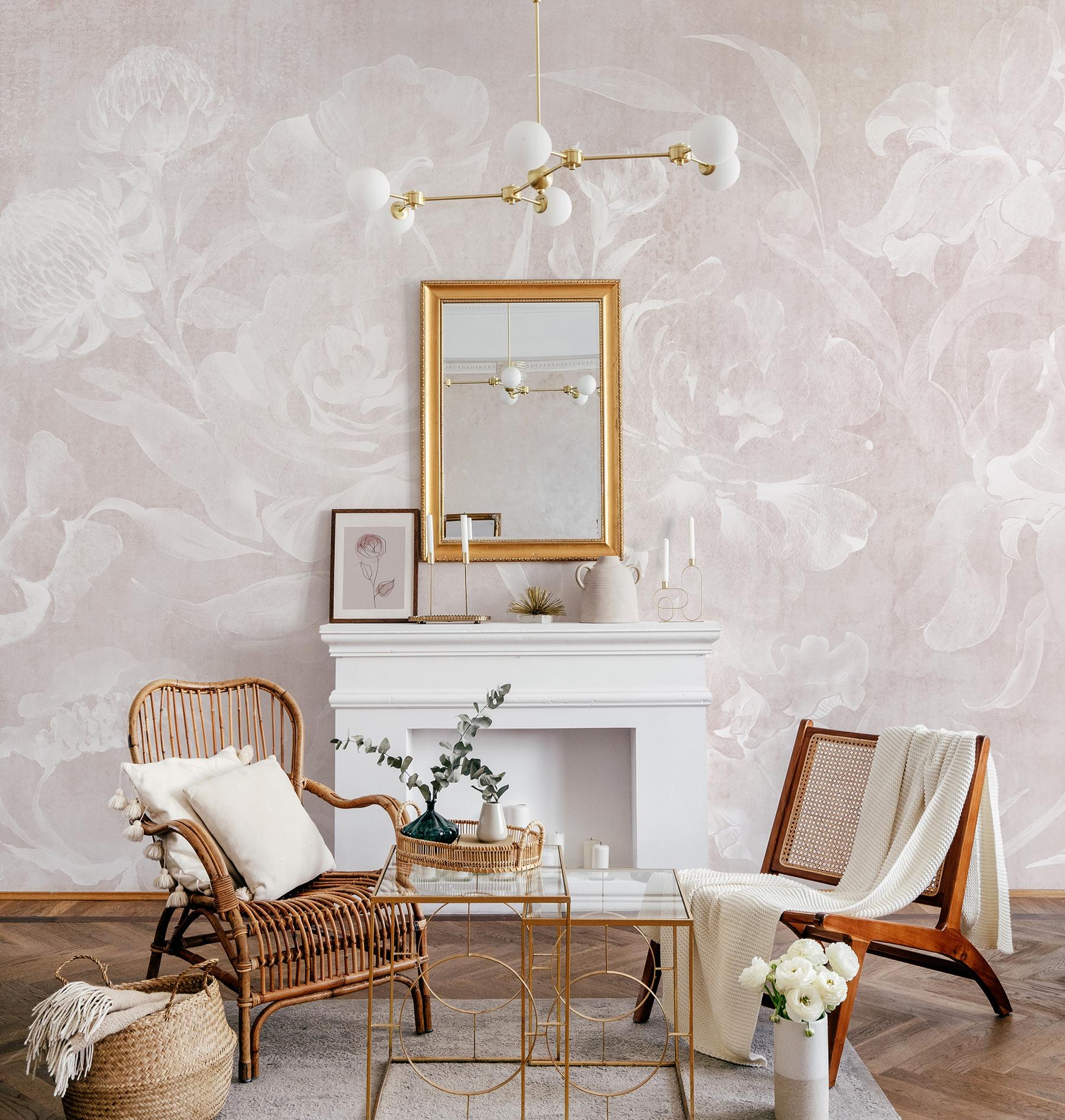 Soft Bohemian Elegance Flower Wallpaper Mural