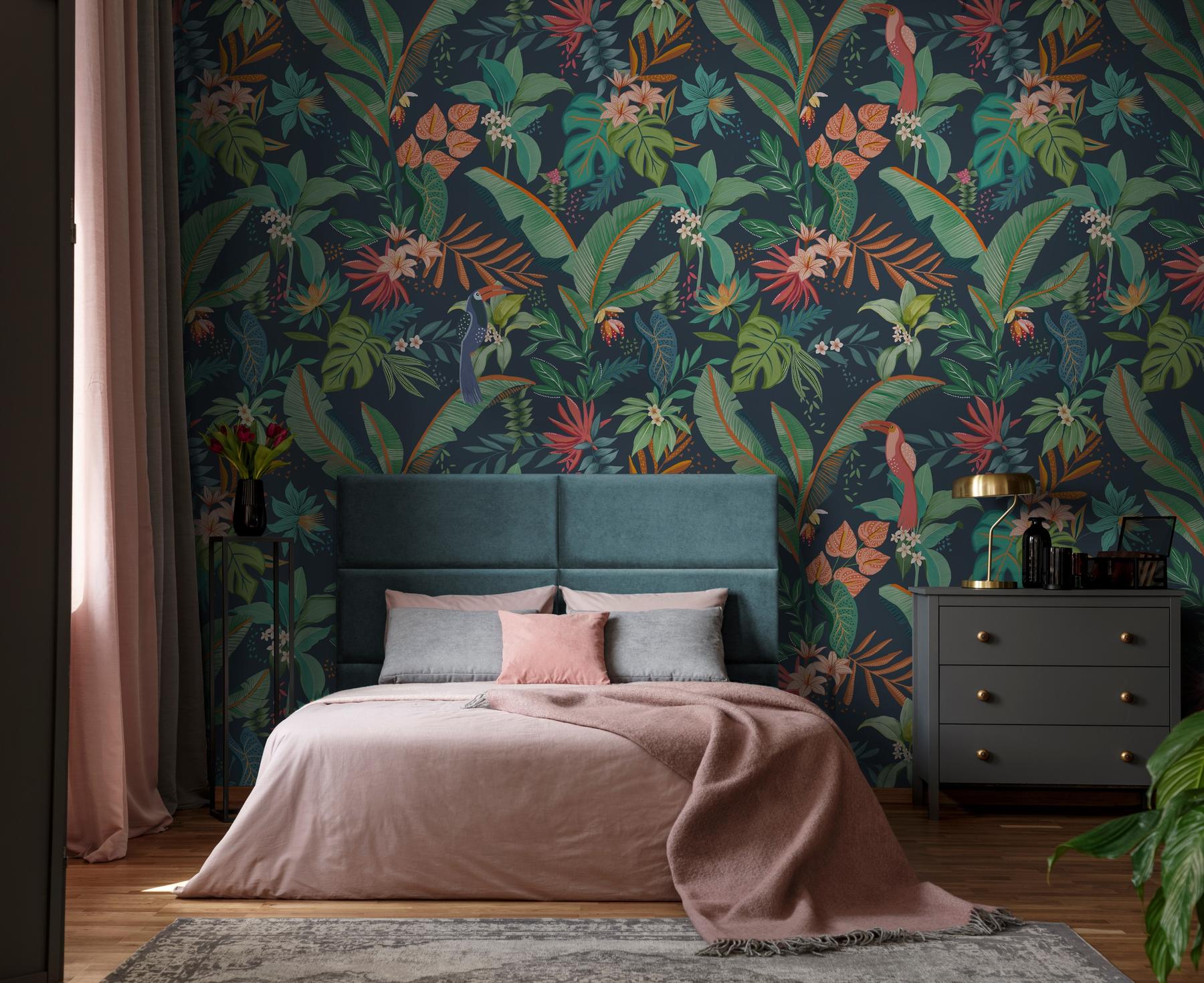 Tropical Paradise and Exotic Birds Wallpaper Mural