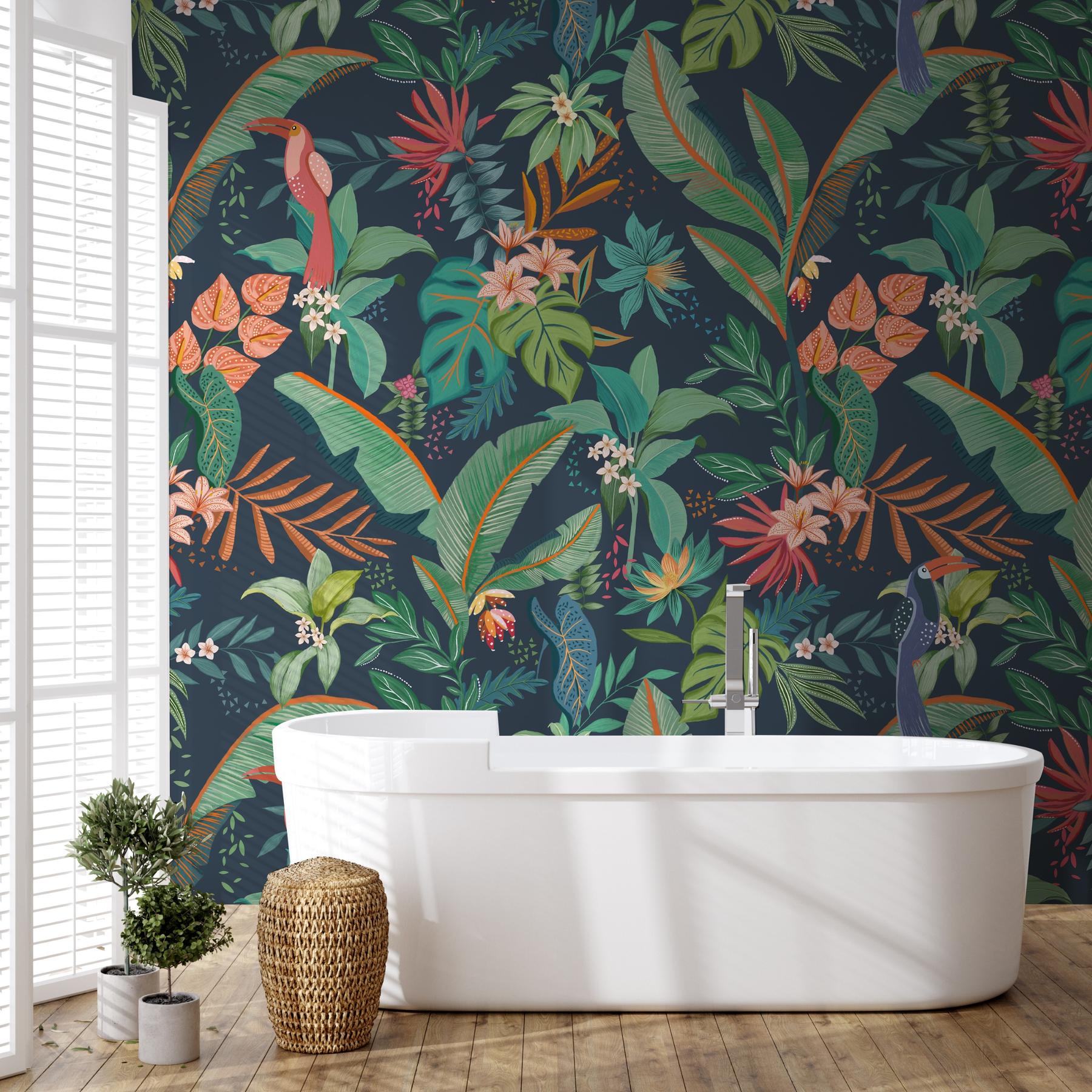 Tropical Paradise and Exotic Birds Wallpaper Mural