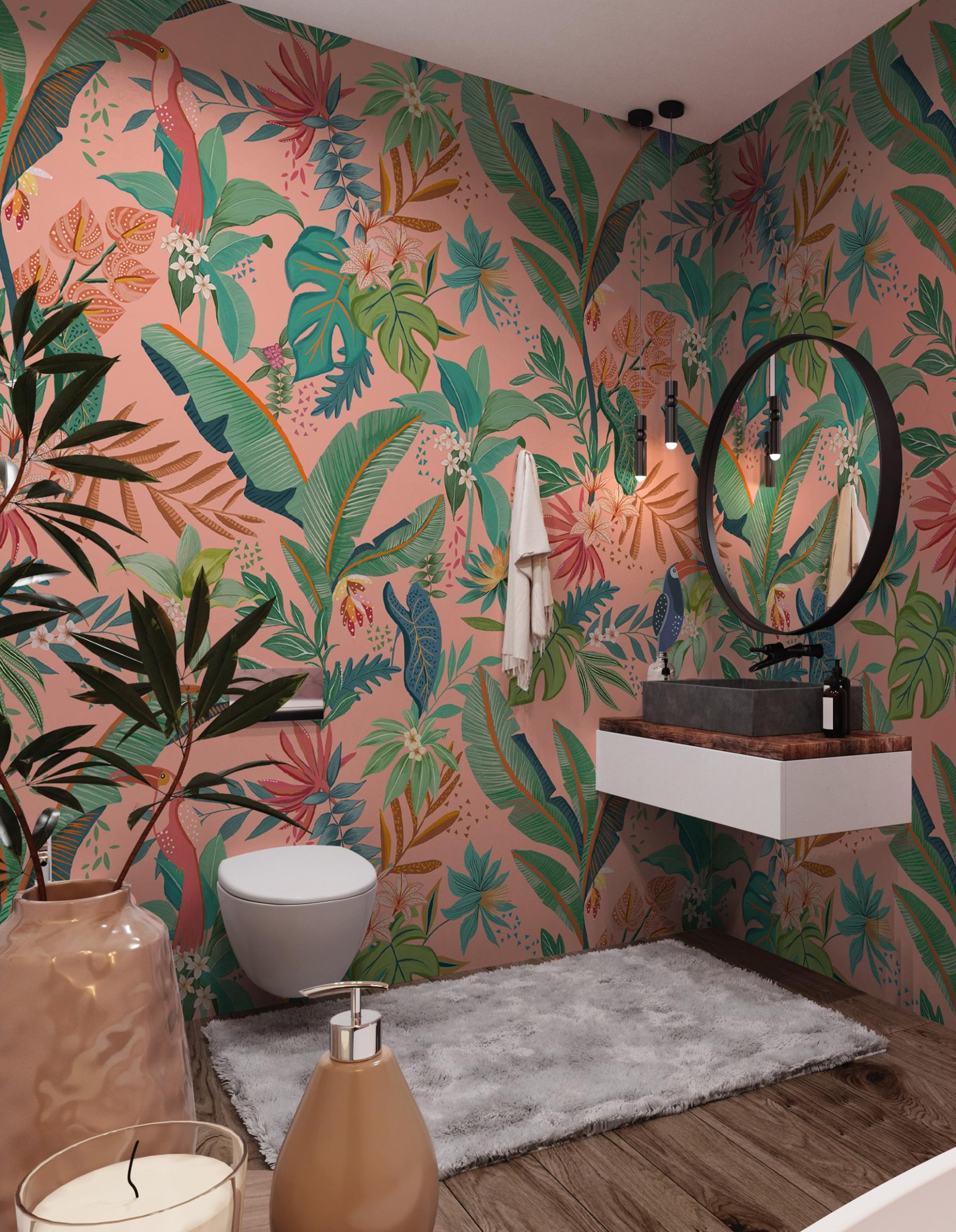 Tropical Paradise and Exotic Birds Wallpaper Mural