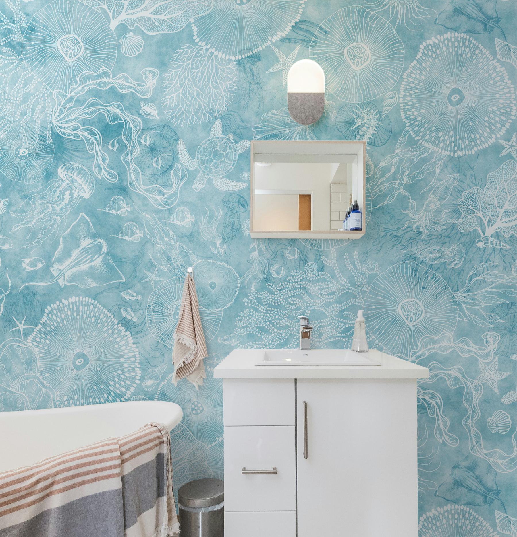 Aqua Marine Life Ocean Wallpaper Mural