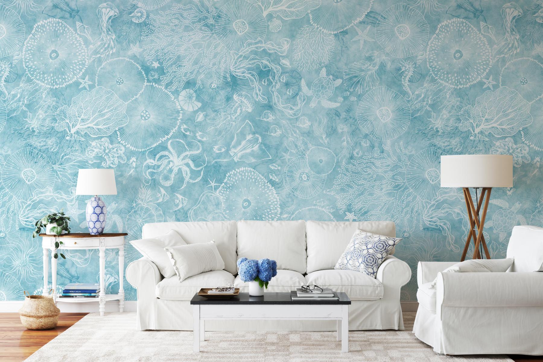 Aqua Marine Life Ocean Wallpaper Mural