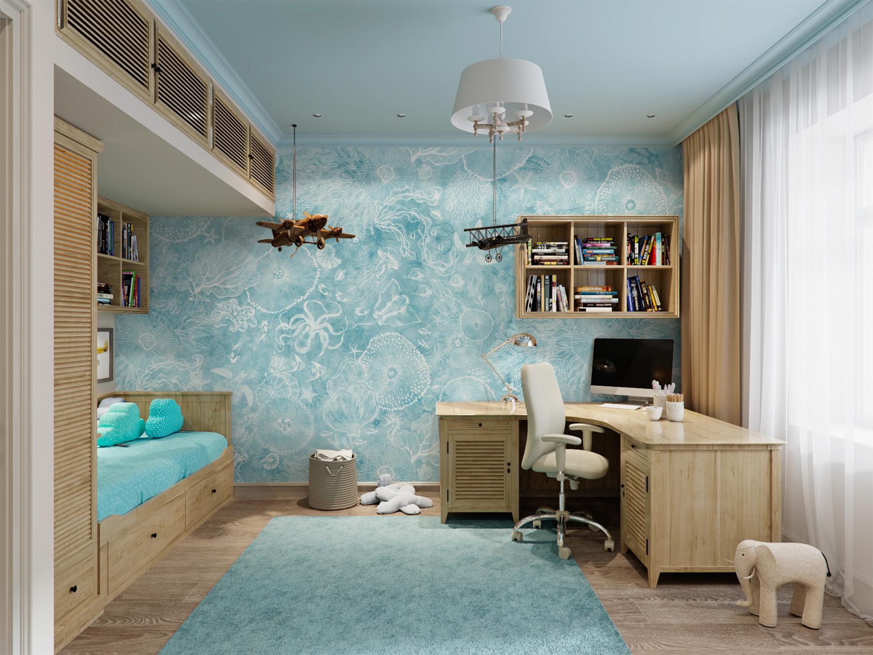 Aqua Marine Life Ocean Wallpaper Mural