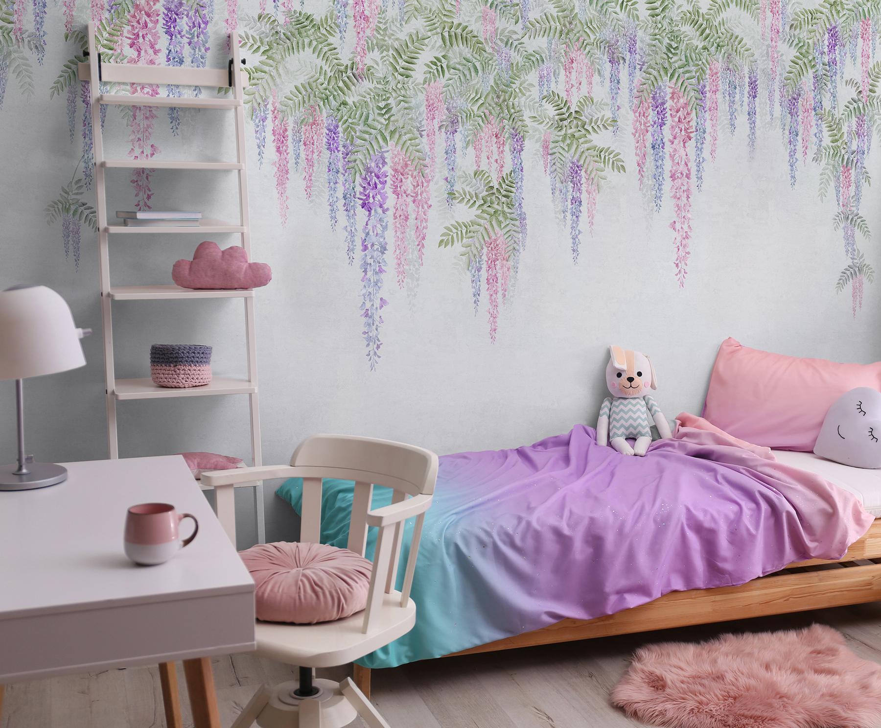 Soft Wisteria Elegance Wallpaper Mural
