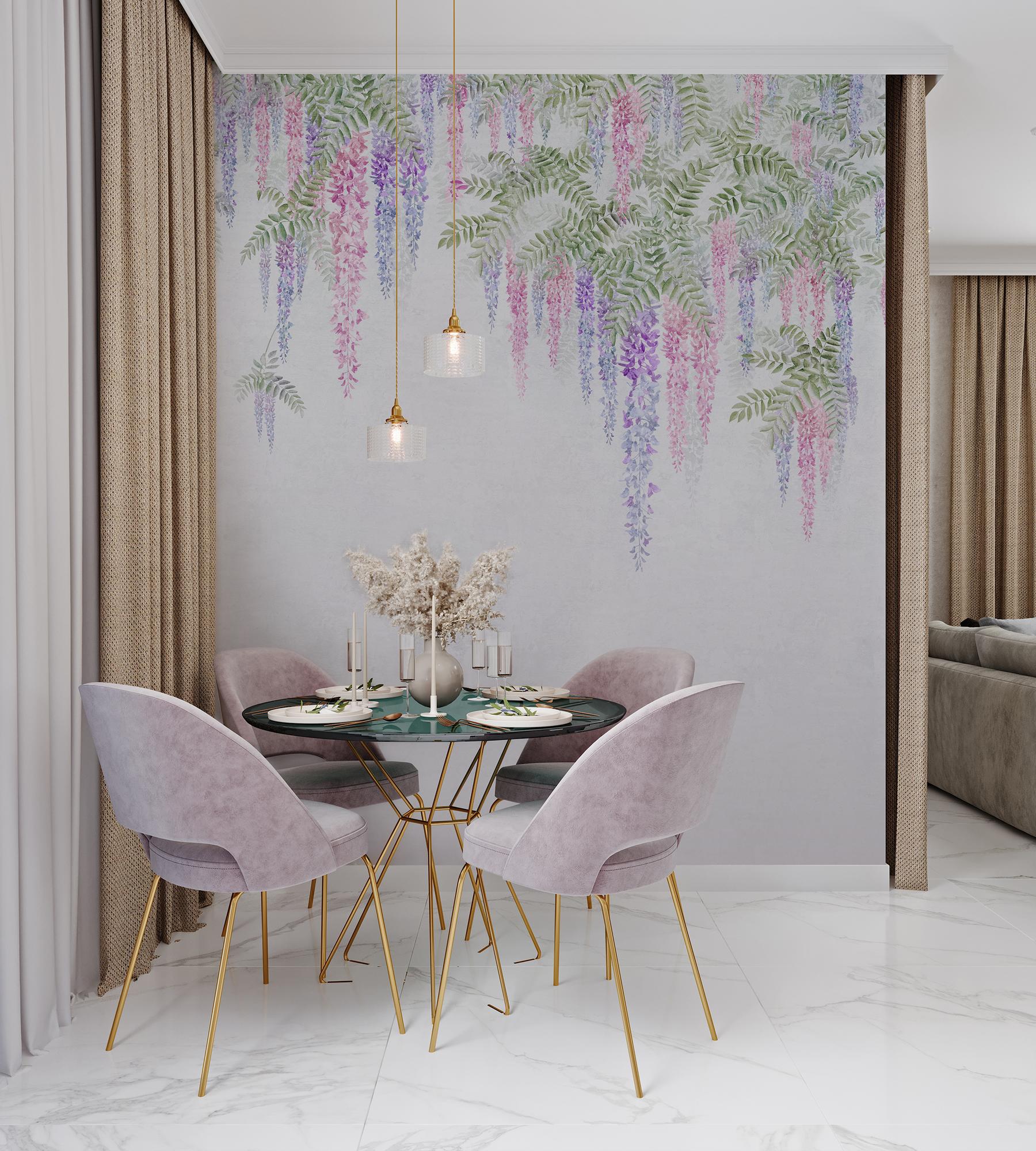 Soft Wisteria Elegance Wallpaper Mural
