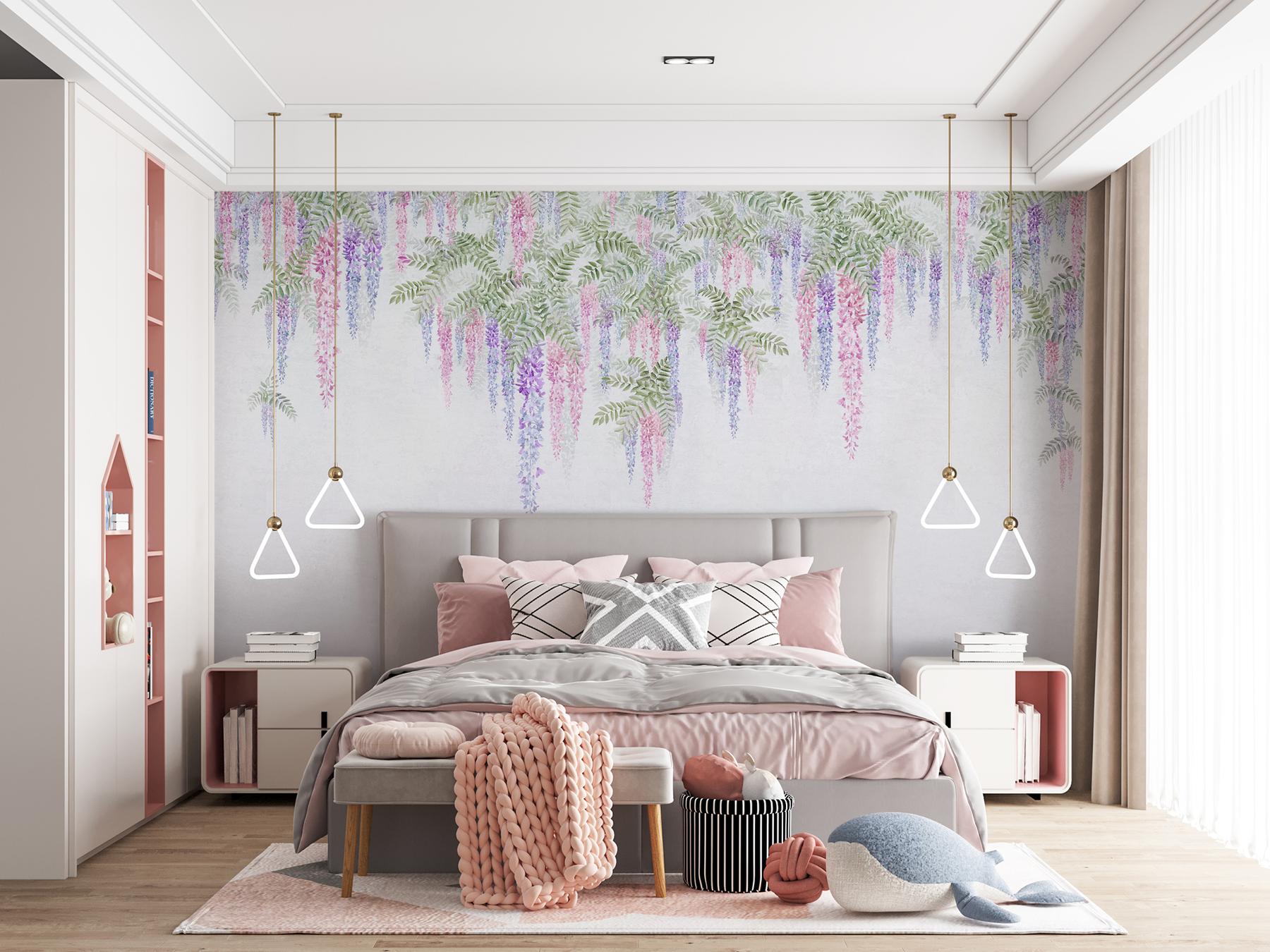 Soft Wisteria Elegance Wallpaper Mural