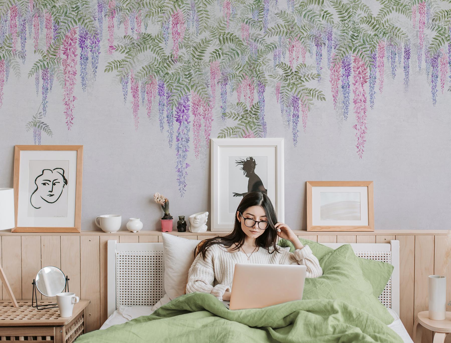 Soft Wisteria Elegance Wallpaper Mural