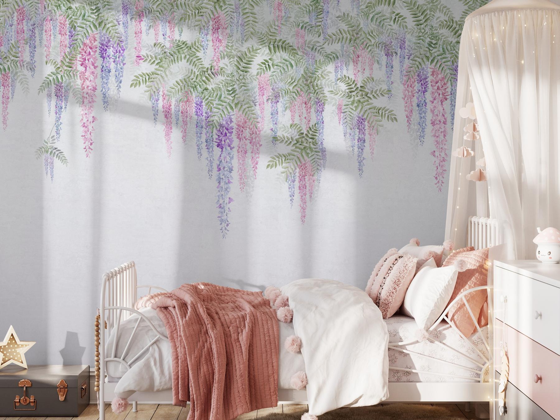 Soft Wisteria Elegance Wallpaper Mural