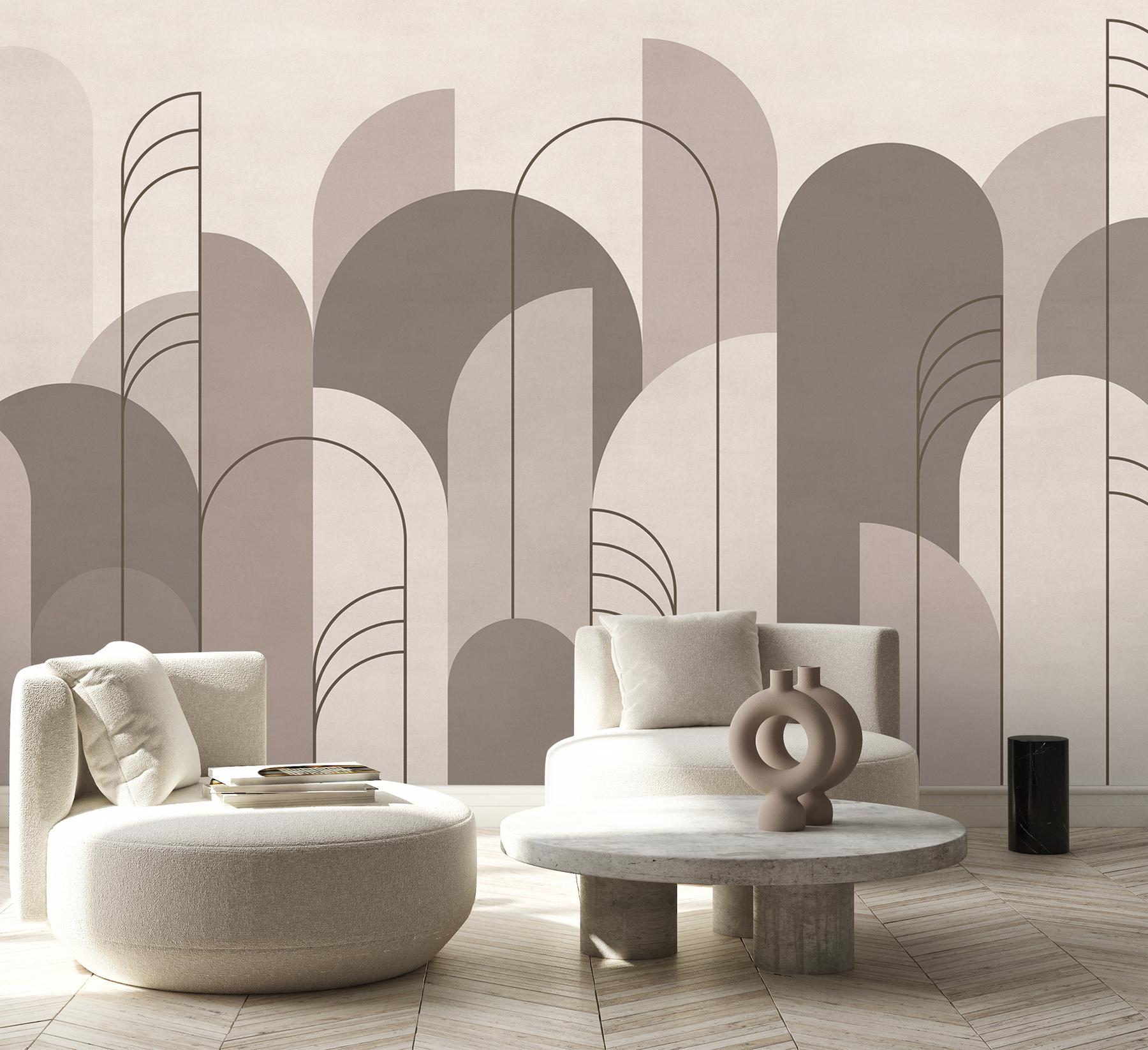 Modern Minimalist Abstract Arches Wallpaper Mural