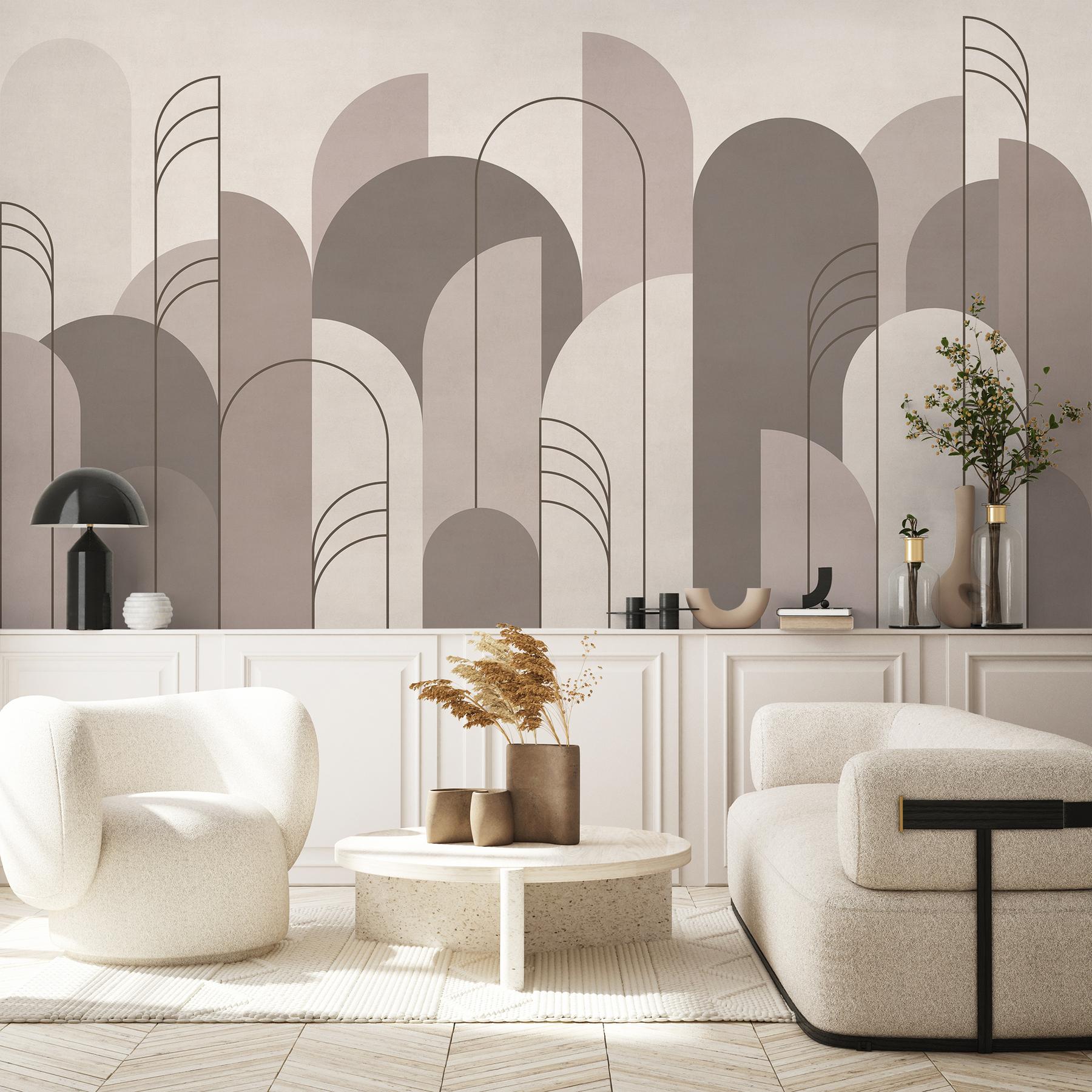 Modern Minimalist Abstract Arches Wallpaper Mural