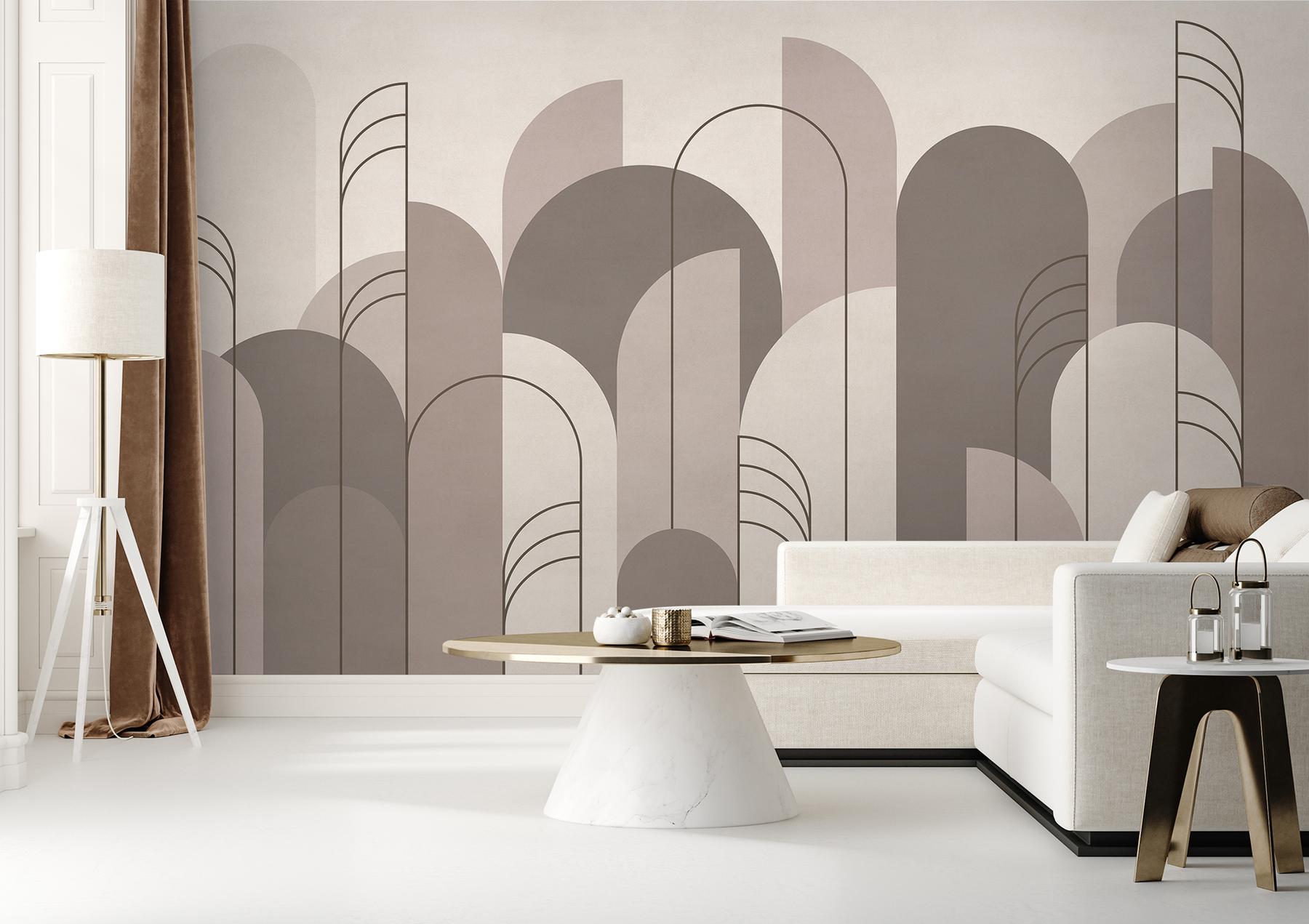 Modern Minimalist Abstract Arches Wallpaper Mural