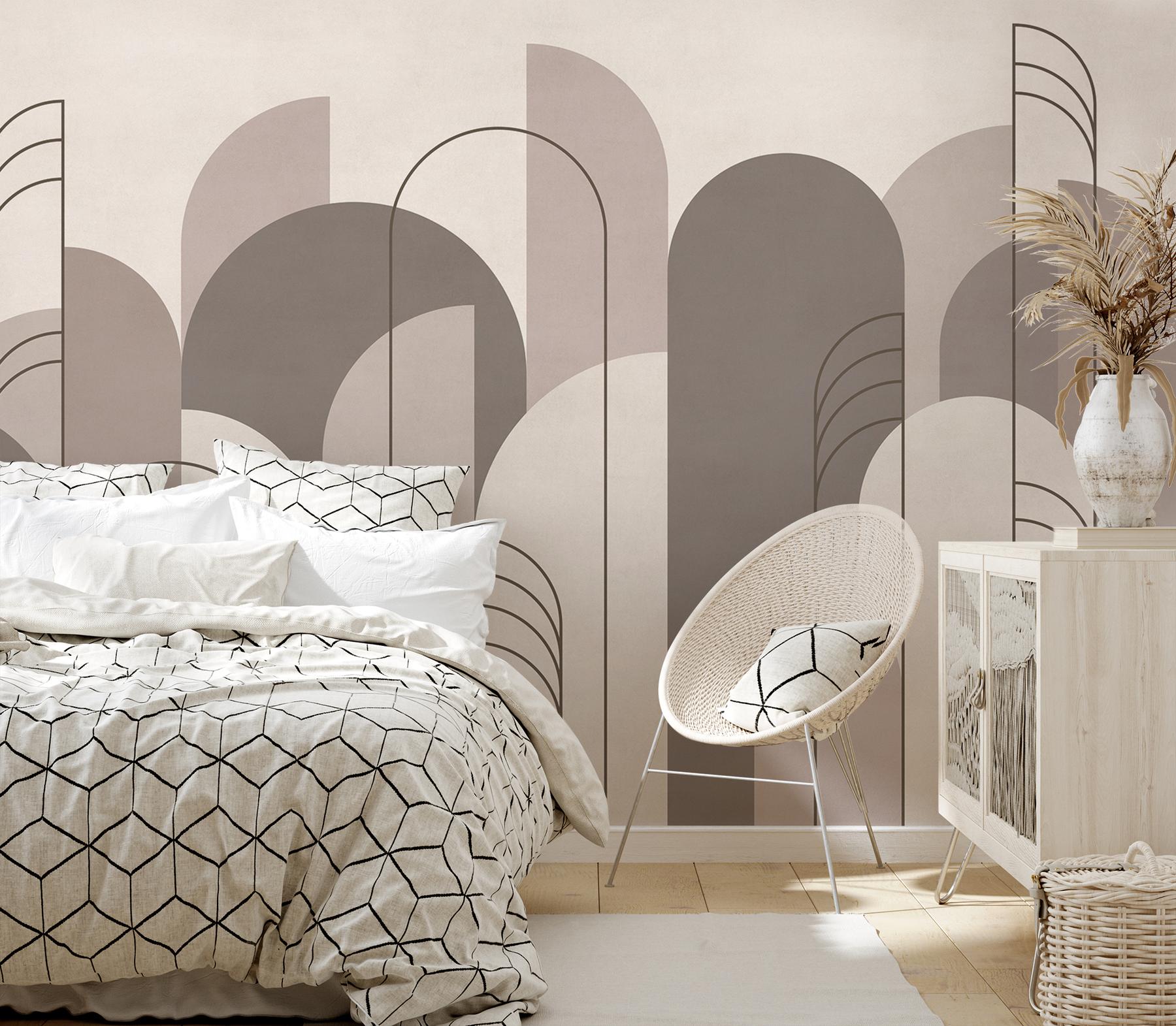 Modern Minimalist Abstract Arches Wallpaper Mural