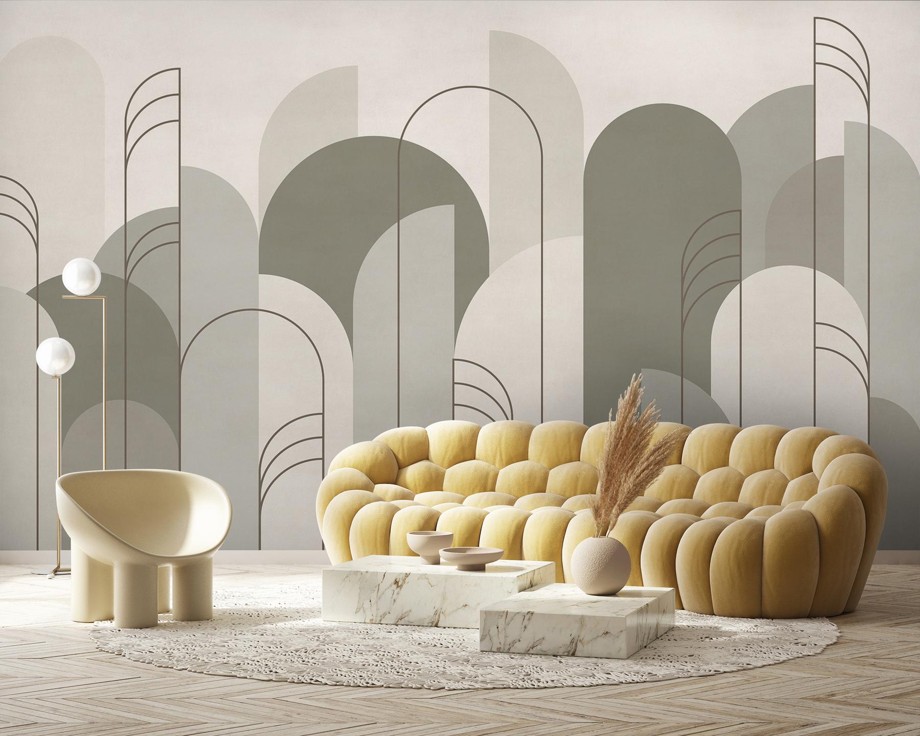 Modern Minimalist Abstract Arches Wallpaper Mural