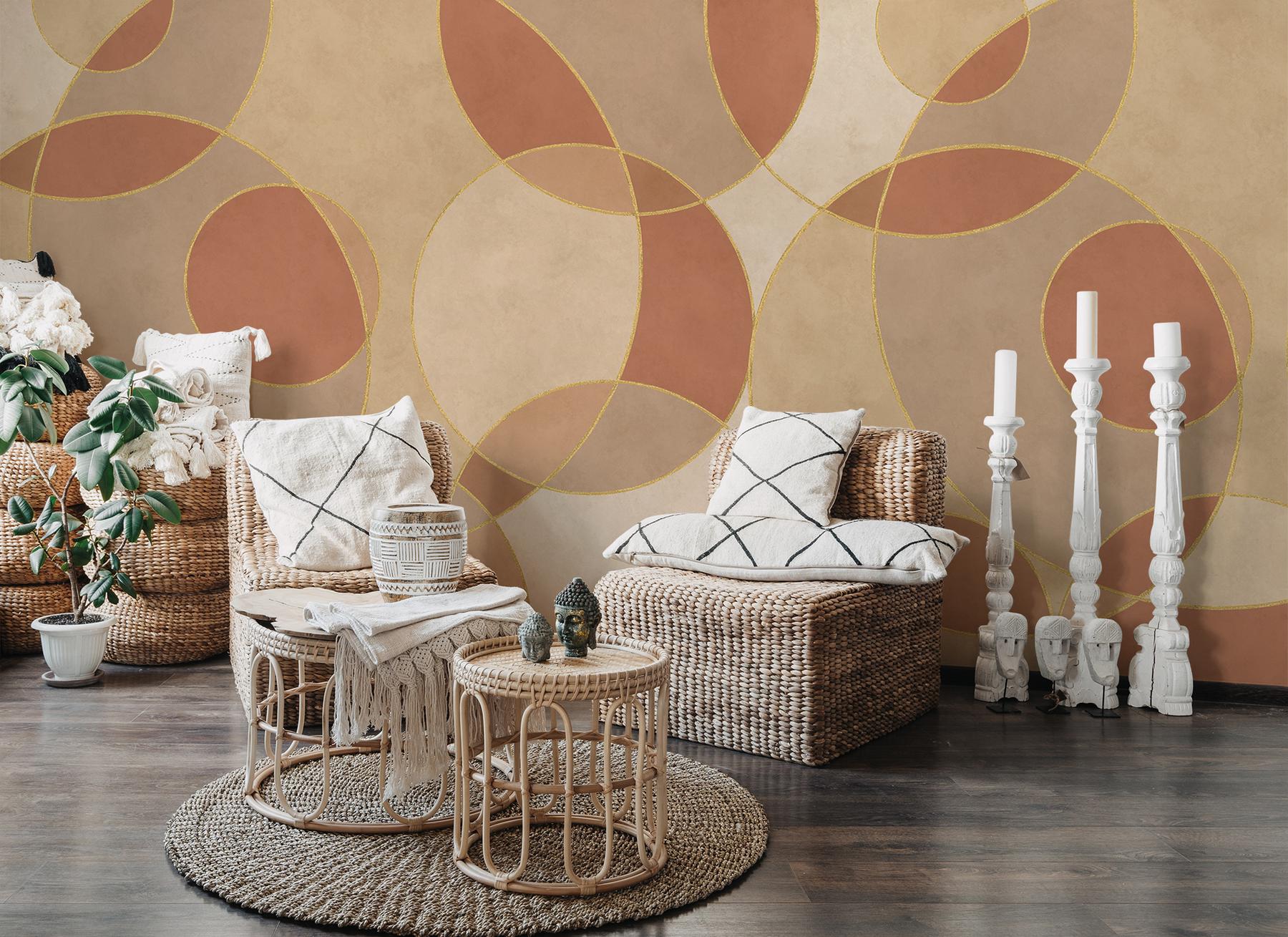 Opulent Circular Patterns Teal Wallpaper Mural