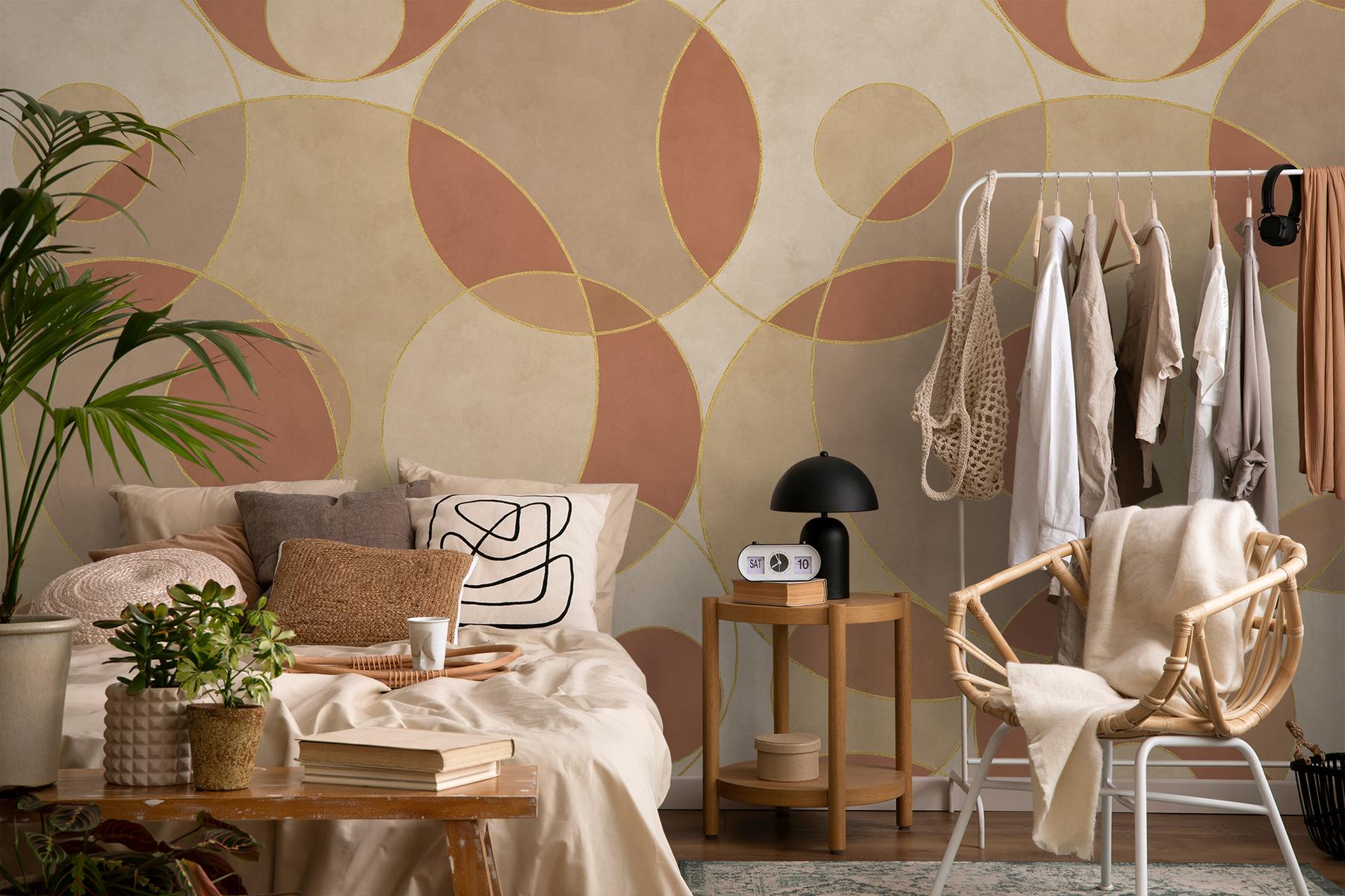 Opulent Circular Patterns Teal Wallpaper Mural