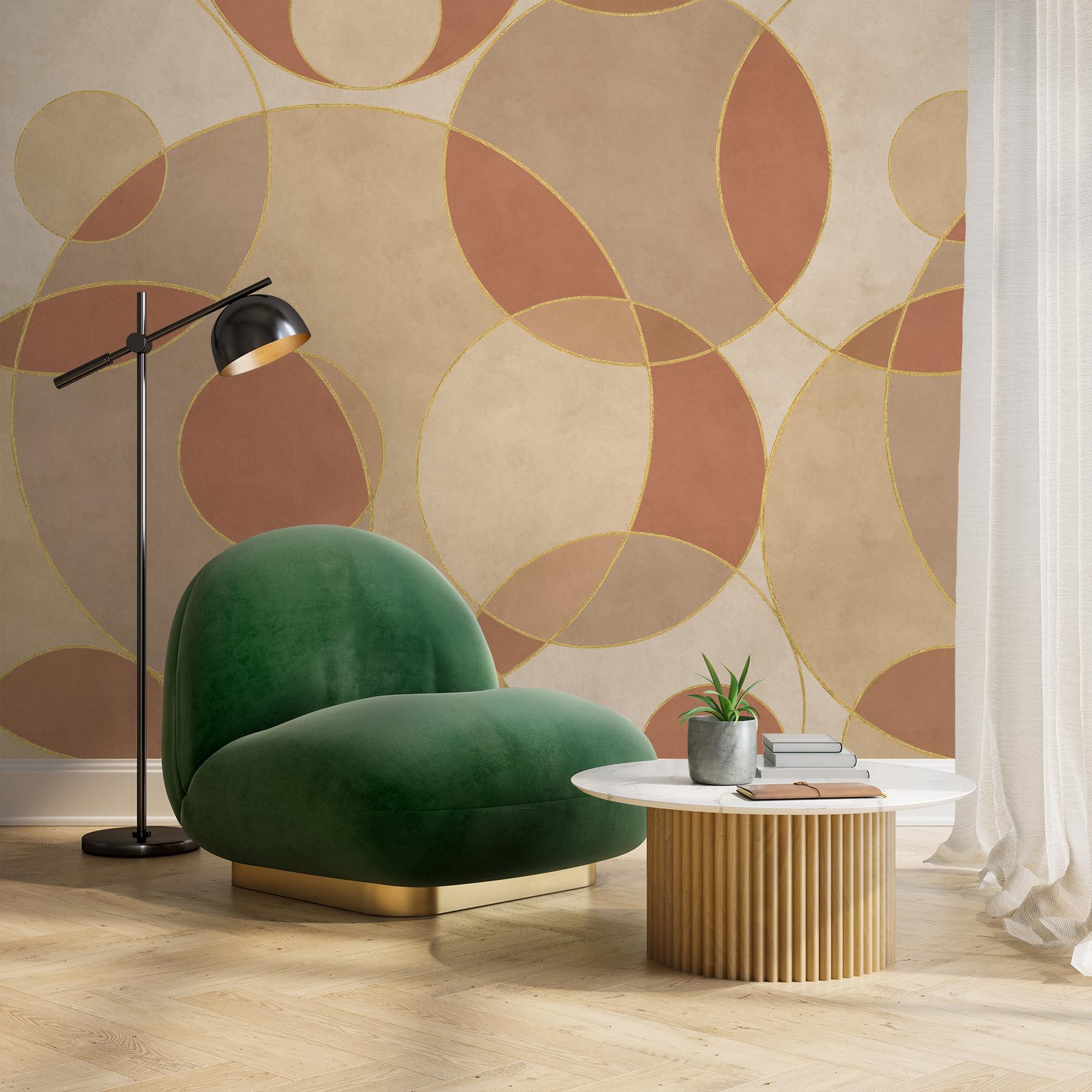 Opulent Circular Patterns Teal Wallpaper Mural