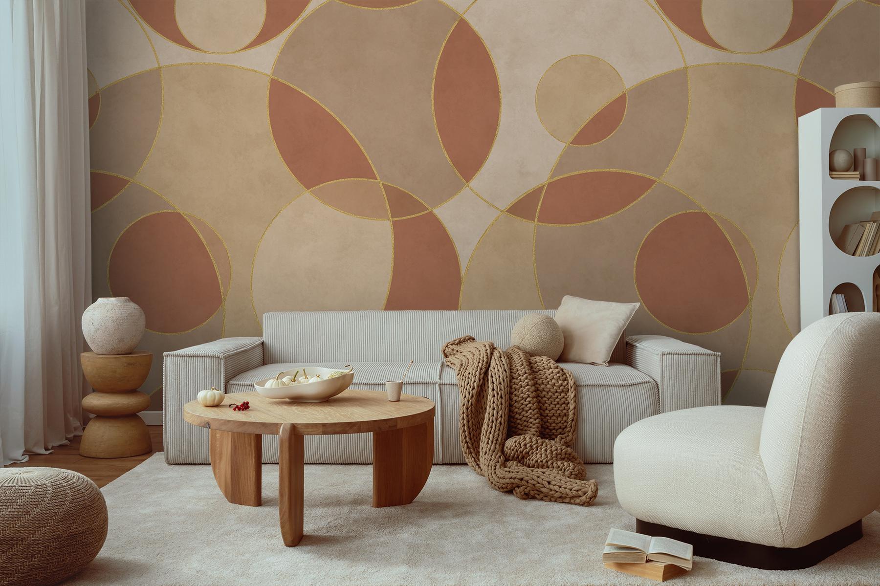 Opulent Circular Patterns Teal Wallpaper Mural