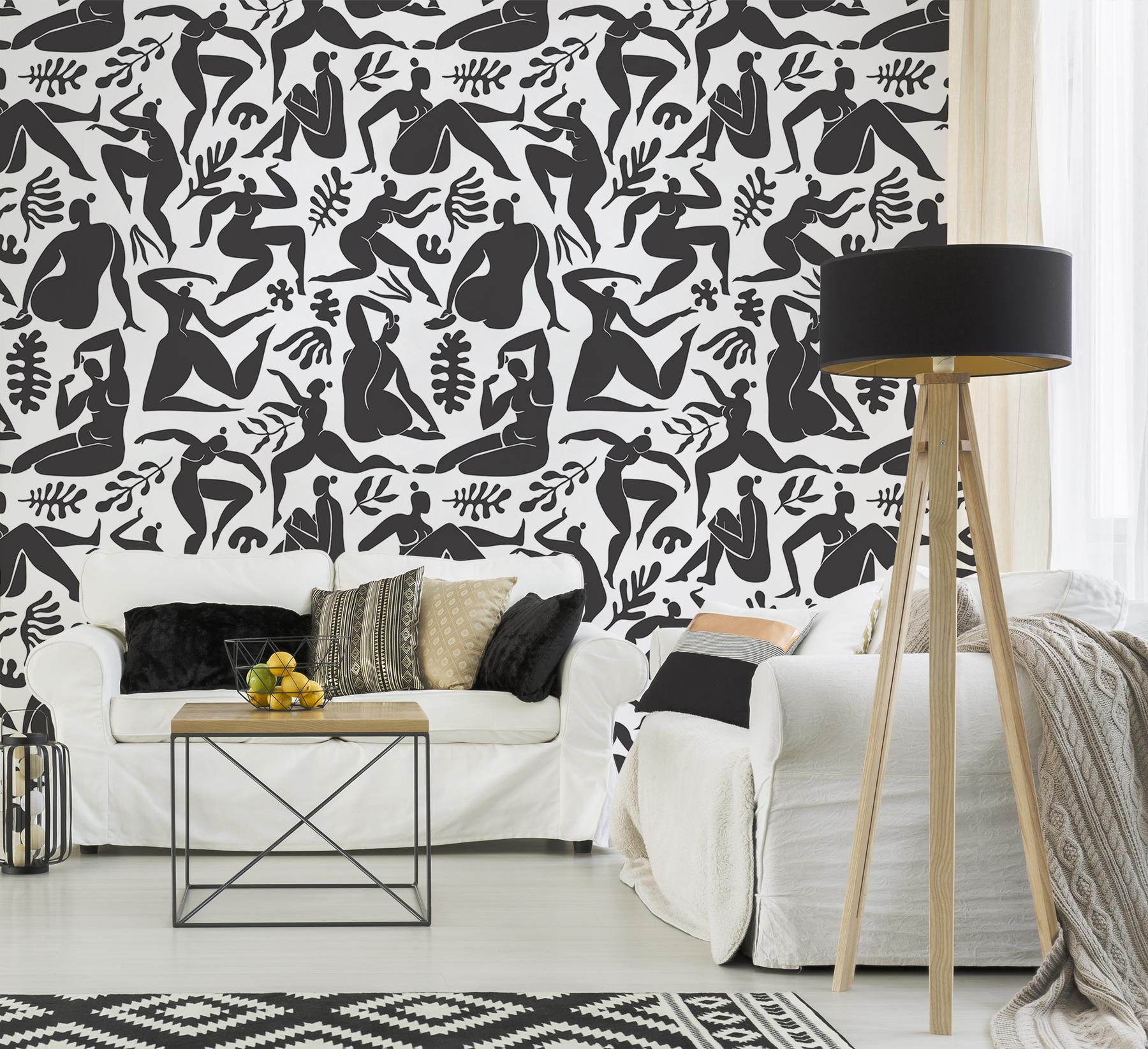 Elegant Abstract Ballet Figures Wallpaper Mural