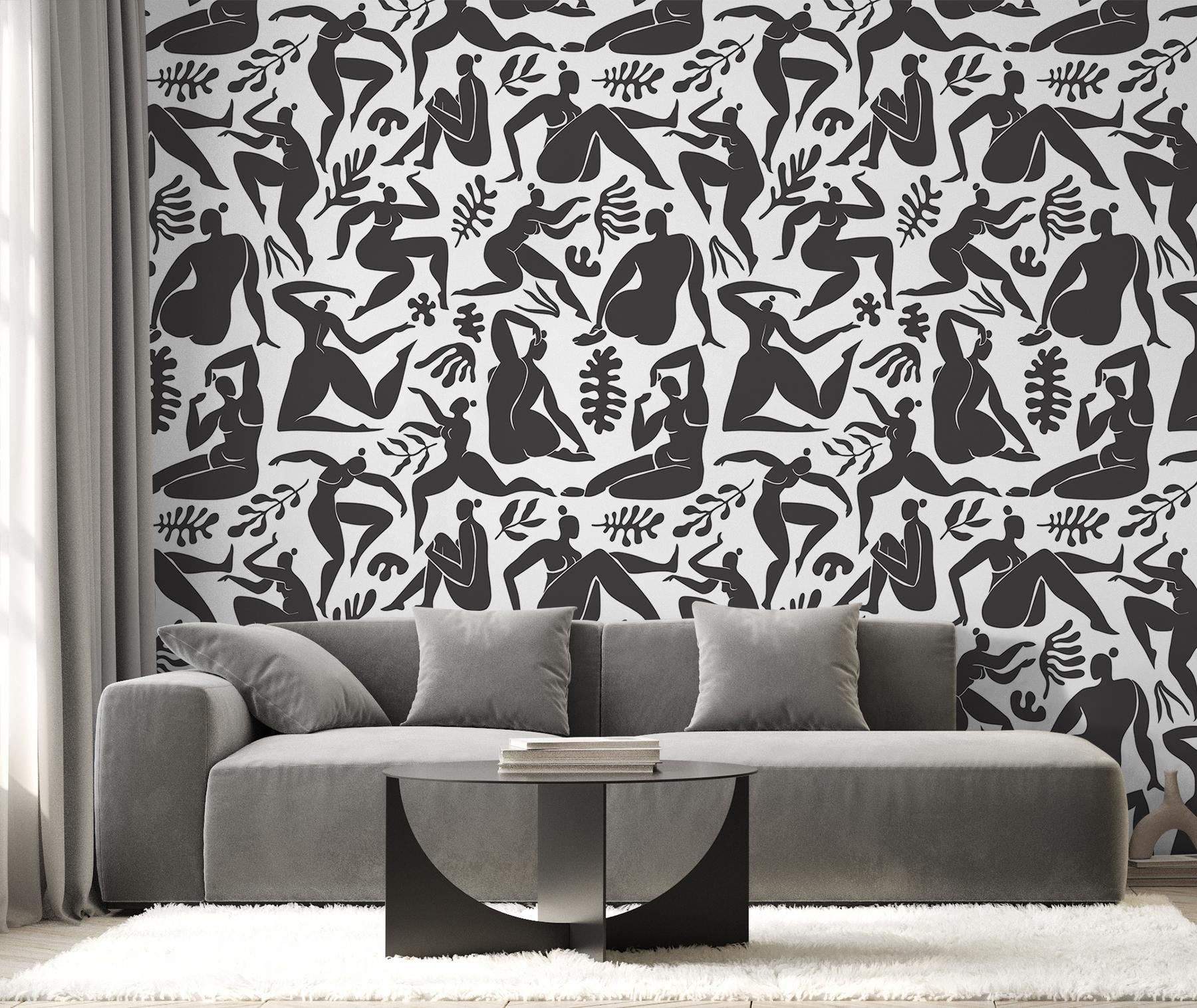 Elegant Abstract Ballet Figures Wallpaper Mural