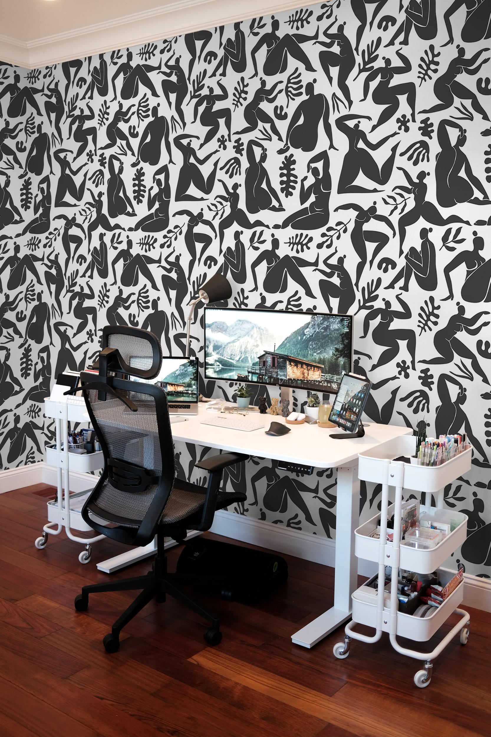 Elegant Abstract Ballet Figures Wallpaper Mural