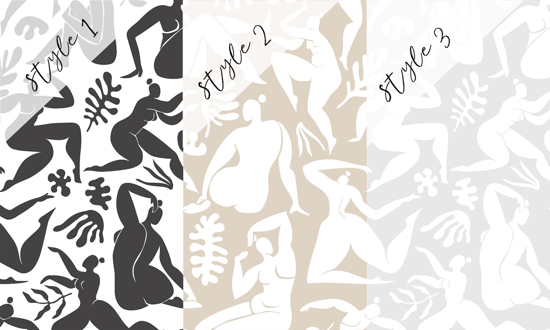 Elegant Abstract Ballet Figures Wallpaper Mural