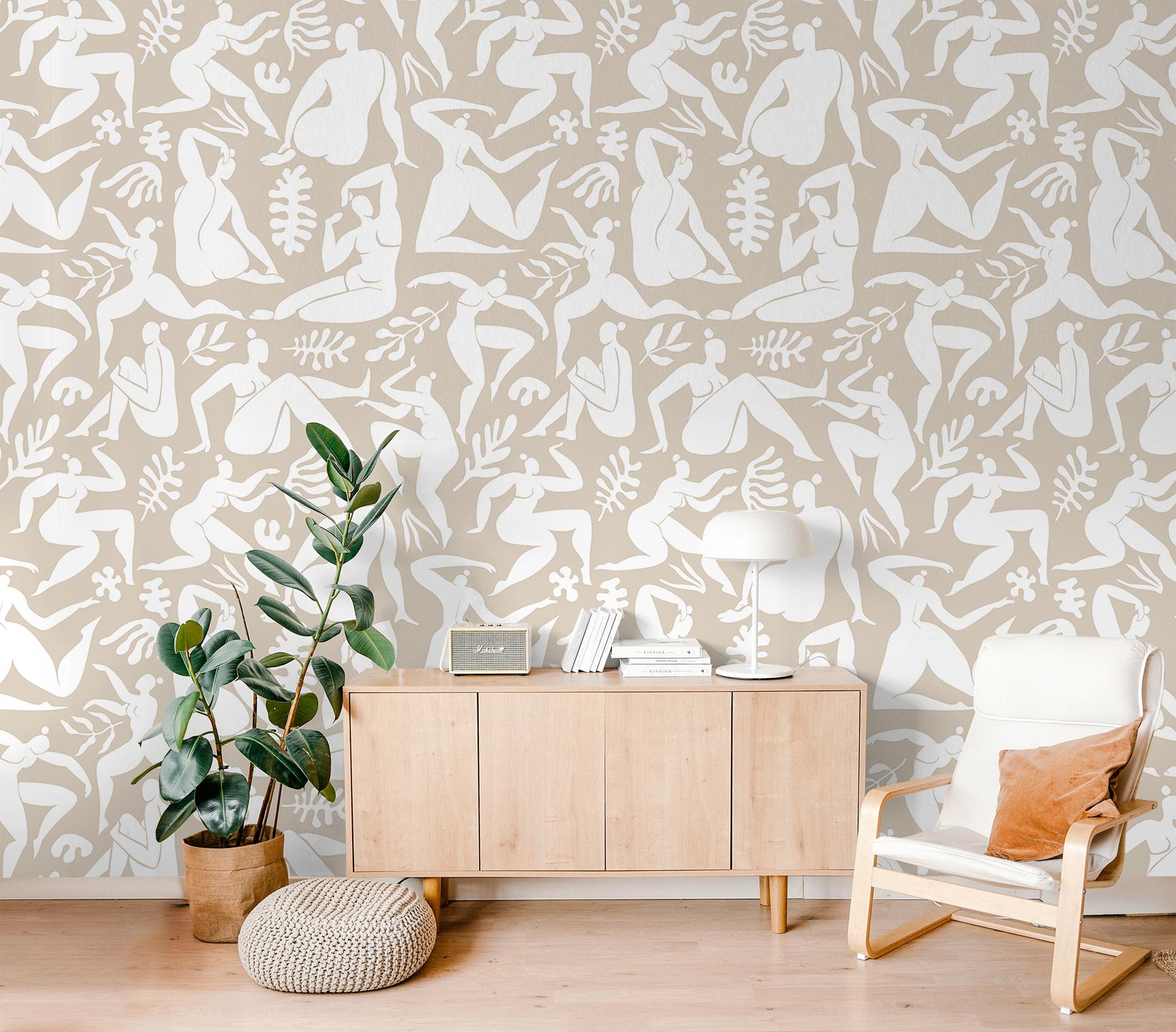 Elegant Abstract Ballet Figures Wallpaper Mural