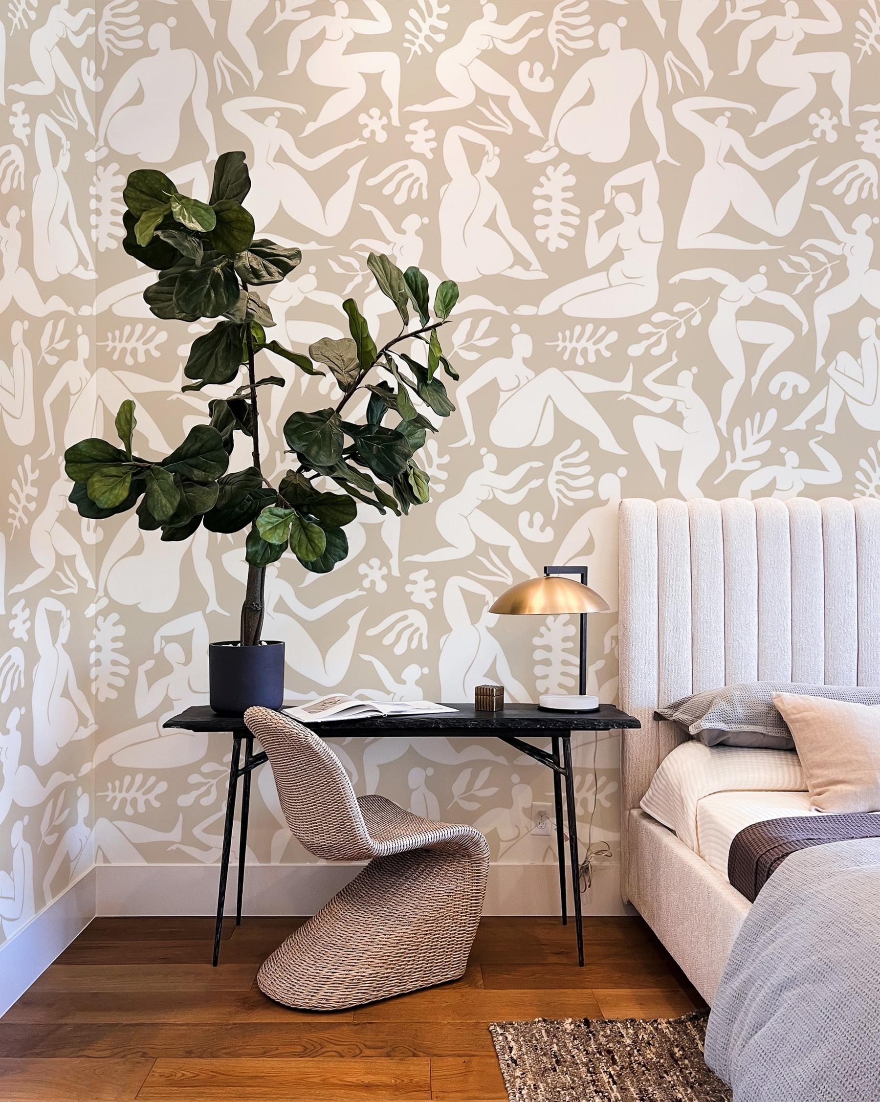 Elegant Abstract Ballet Figures Wallpaper Mural